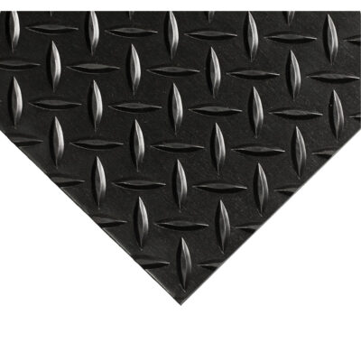 Tapis Diamond-Plate pour tableau de contrôle no 701, 2' la x 10' lo, 1/4" Épaisseur, Noir, PVC