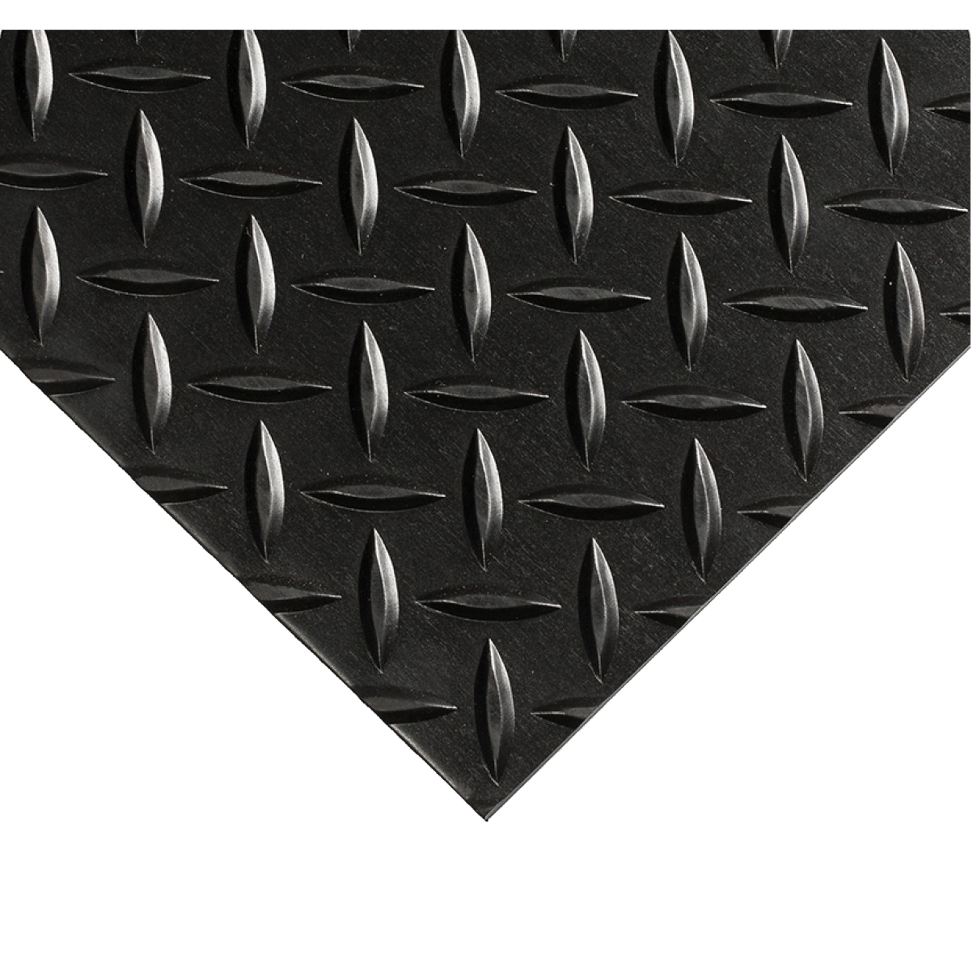 Tapis Diamond-Plate pour tableau de contrôle no 701, 2' la x 10' lo, 1/4" Épaisseur, Noir, PVC
