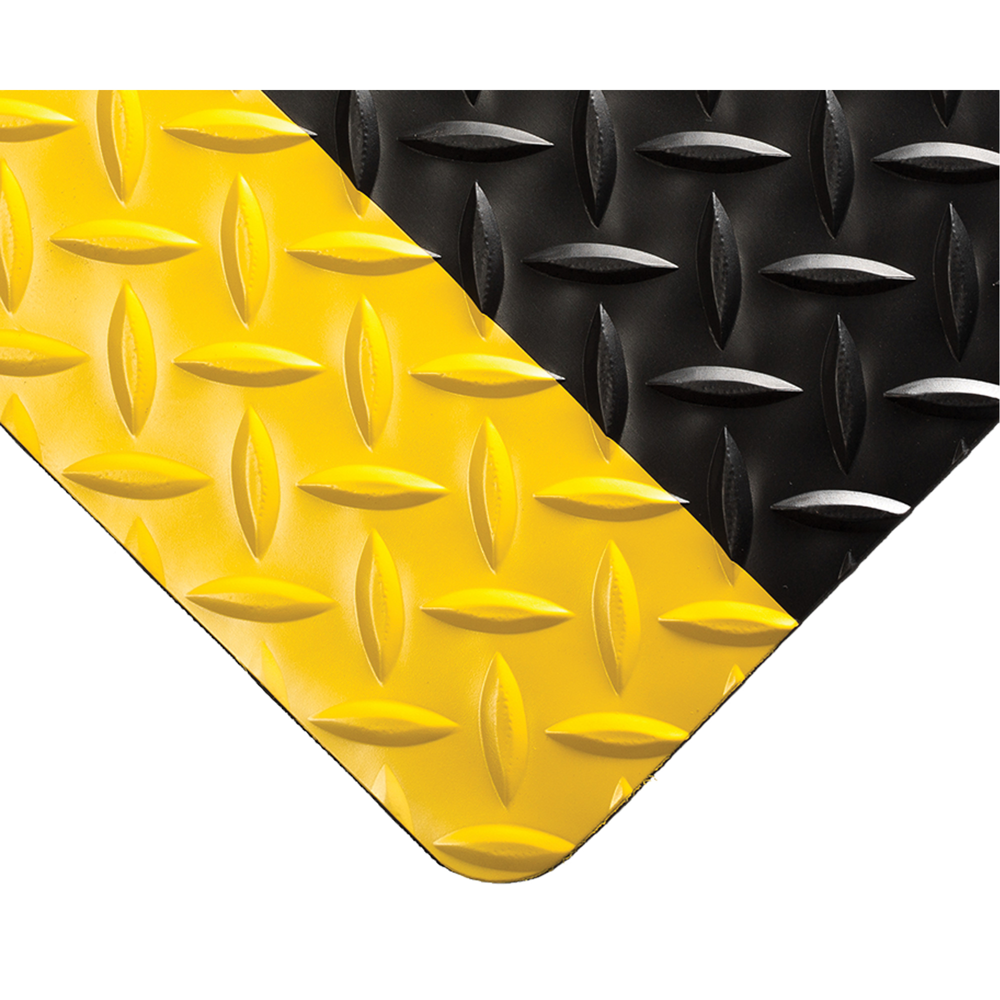 Tapis Diamond-Plate pour tableau de contrôle no 701, 3' la x 75' lo, 1/4" Épaisseur, Noir/Jaune, PVC
