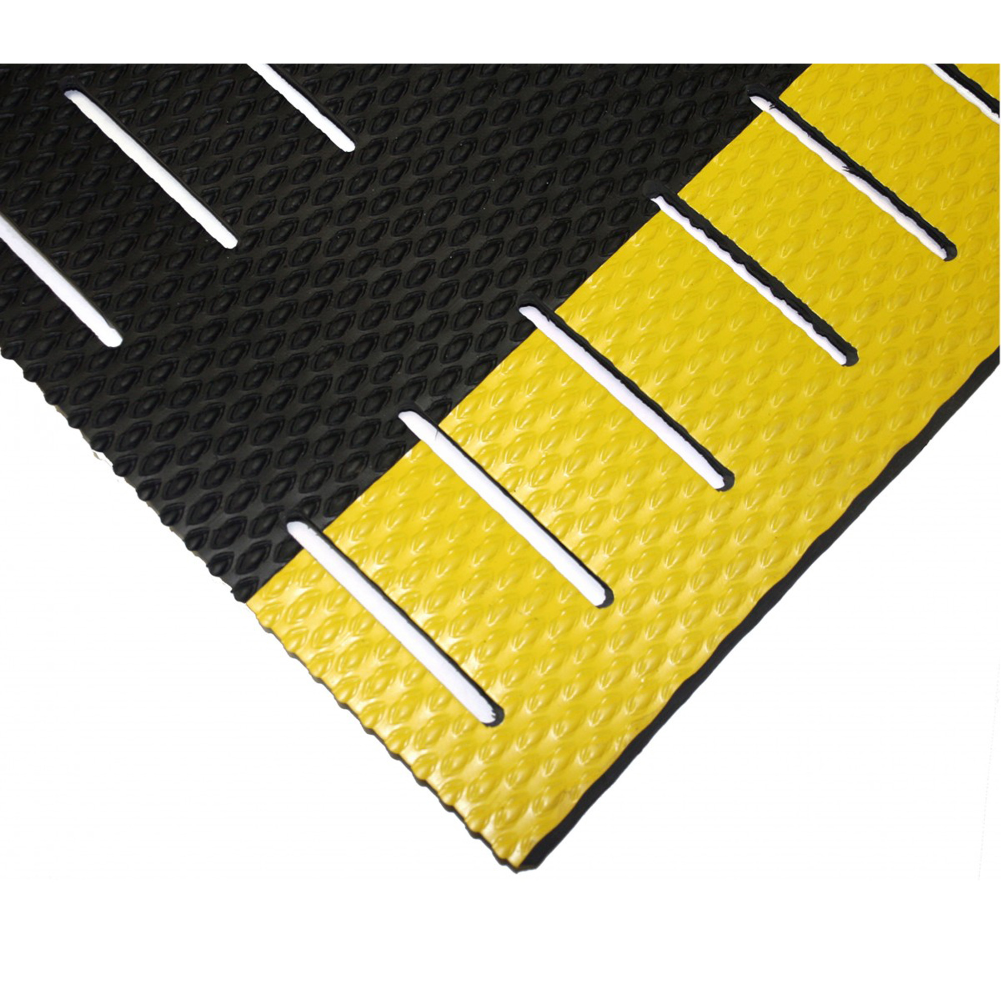 Tapis Kushion Walk no 475, À fentes, 2' x 5' x 3/8", Noir/Jaune, PVC