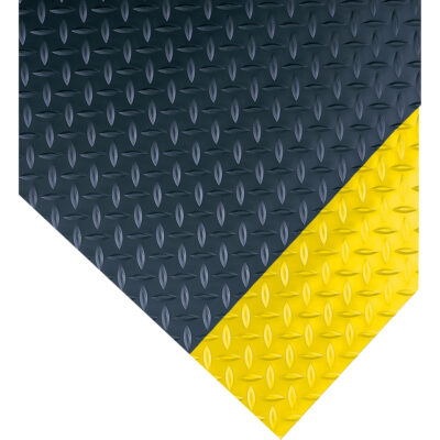 Tapis No 385, Losange, 2' x 75' x 3/16", Noir/Jaune, PVC