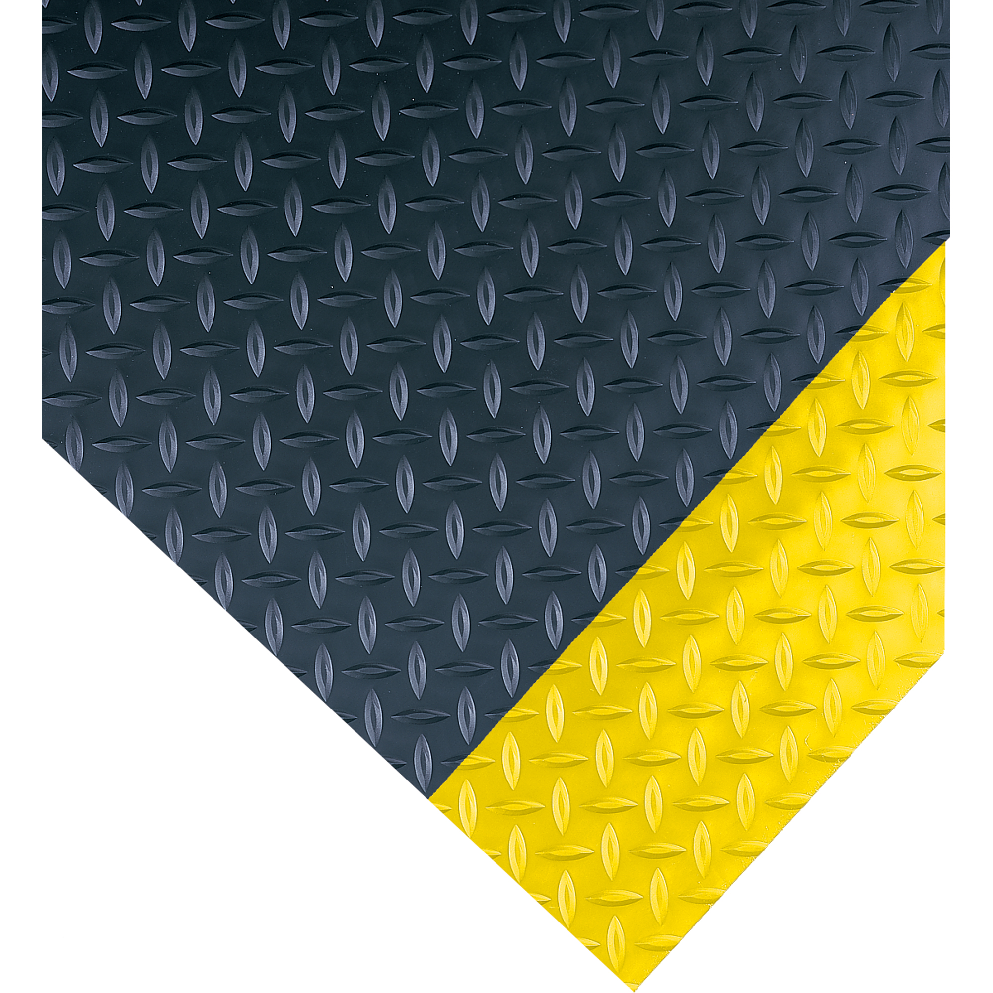 Tapis No 385, Losange, 2' x 75' x 3/16", Noir/Jaune, PVC