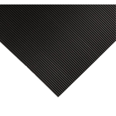 Tapis ondulé pour tableau de contrôle no 702, 2' la x 10' lo, 1/4" Épaisseur, Noir, PVC