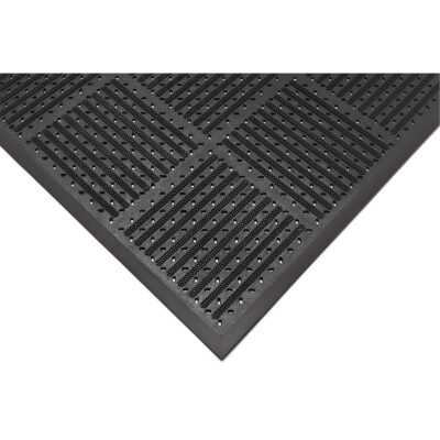 Tapis réversible Outfront no 227, Caoutchouc, Grattoir Type, Motif À fentes, 3' x 6', Noir