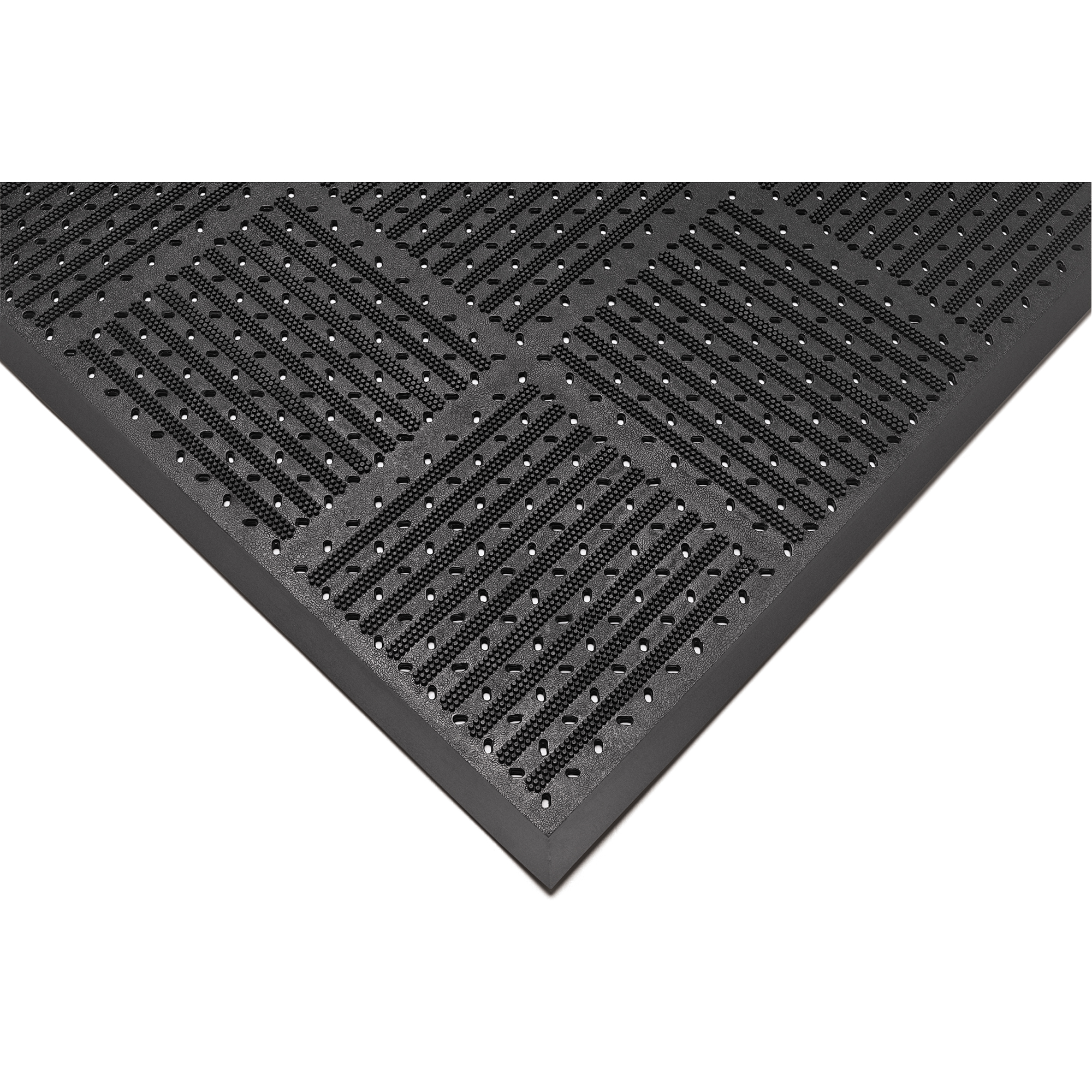 Tapis réversible Outfront no 227, Caoutchouc, Grattoir Type, Motif À fentes, 3' x 6', Noir