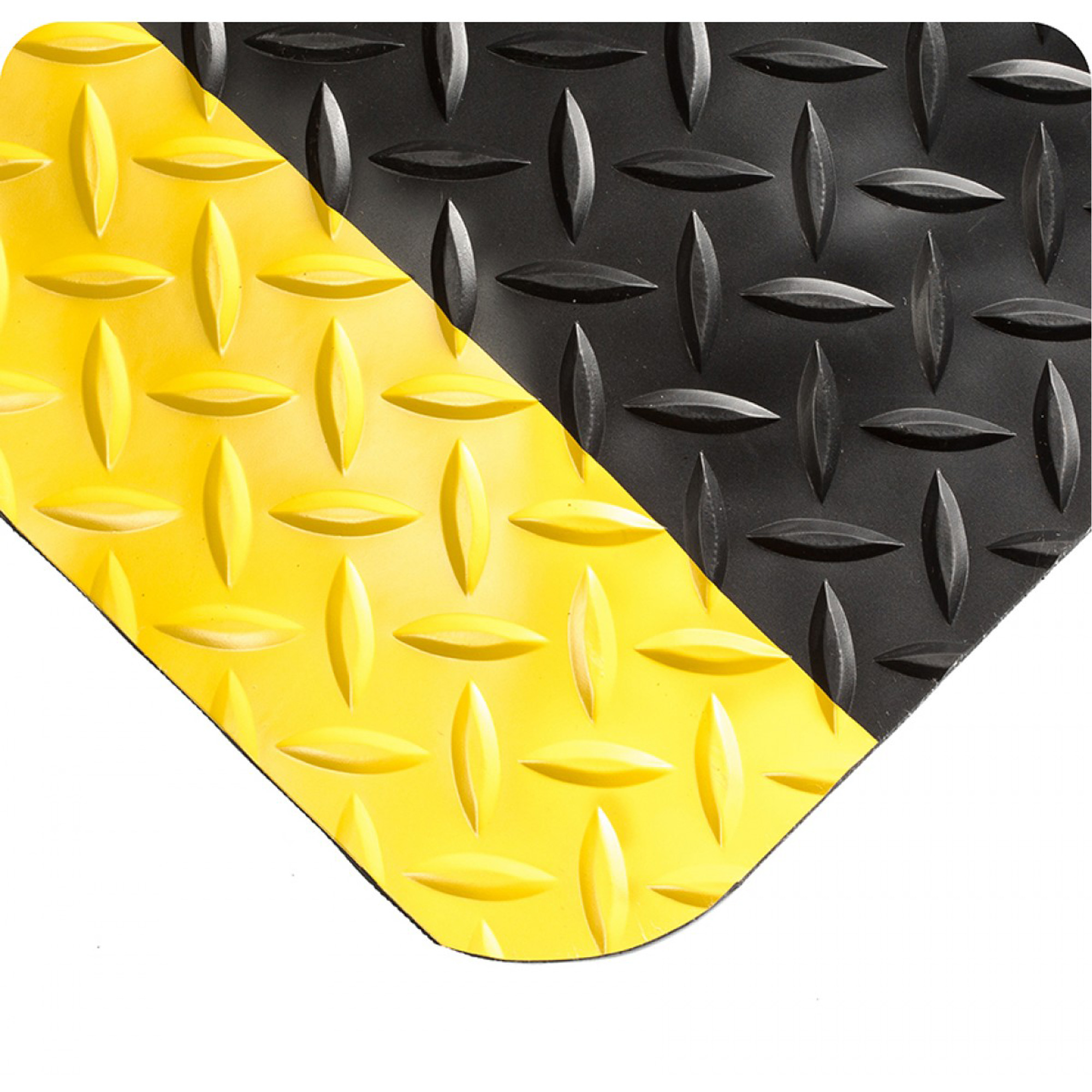 Tapis SpongeCoteMD No 415, Losange, 2' x 50' x 9/16", Noir/Jaune, Éponge en PVC