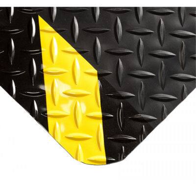 Tapis SpongeCoteMD No 415, Losange, 3' x 50' x 9/16", Noir/Jaune, Éponge en PVC
