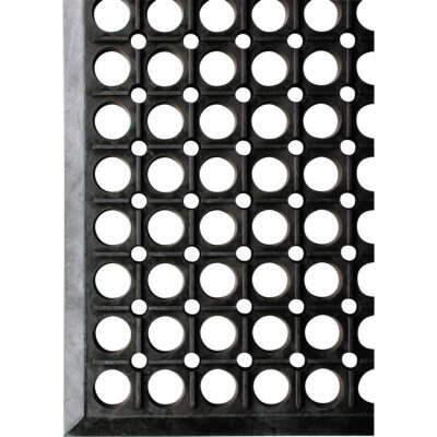 Tapis Workrite No 474, À fentes, 3' x 10' x 1/2", Noir, Caoutchouc naturel