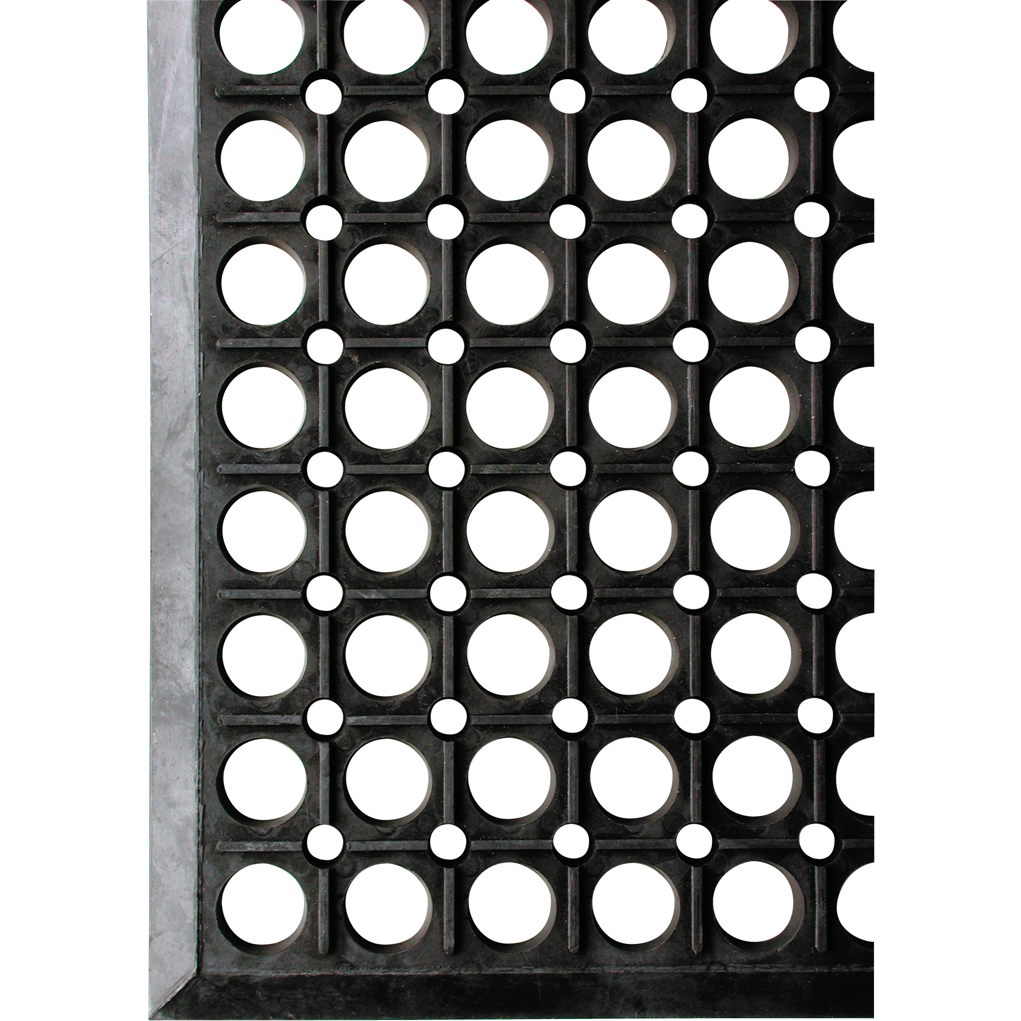 Tapis Workrite No 474, À fentes, 3' x 10' x 1/2", Noir, Caoutchouc naturel