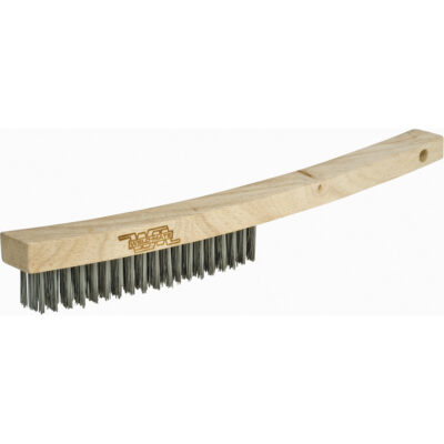 Brosse à récurer industrielle à manche long, Acier au carbone, 3 x 19 rangs de fils, Longueur 13-3/4"