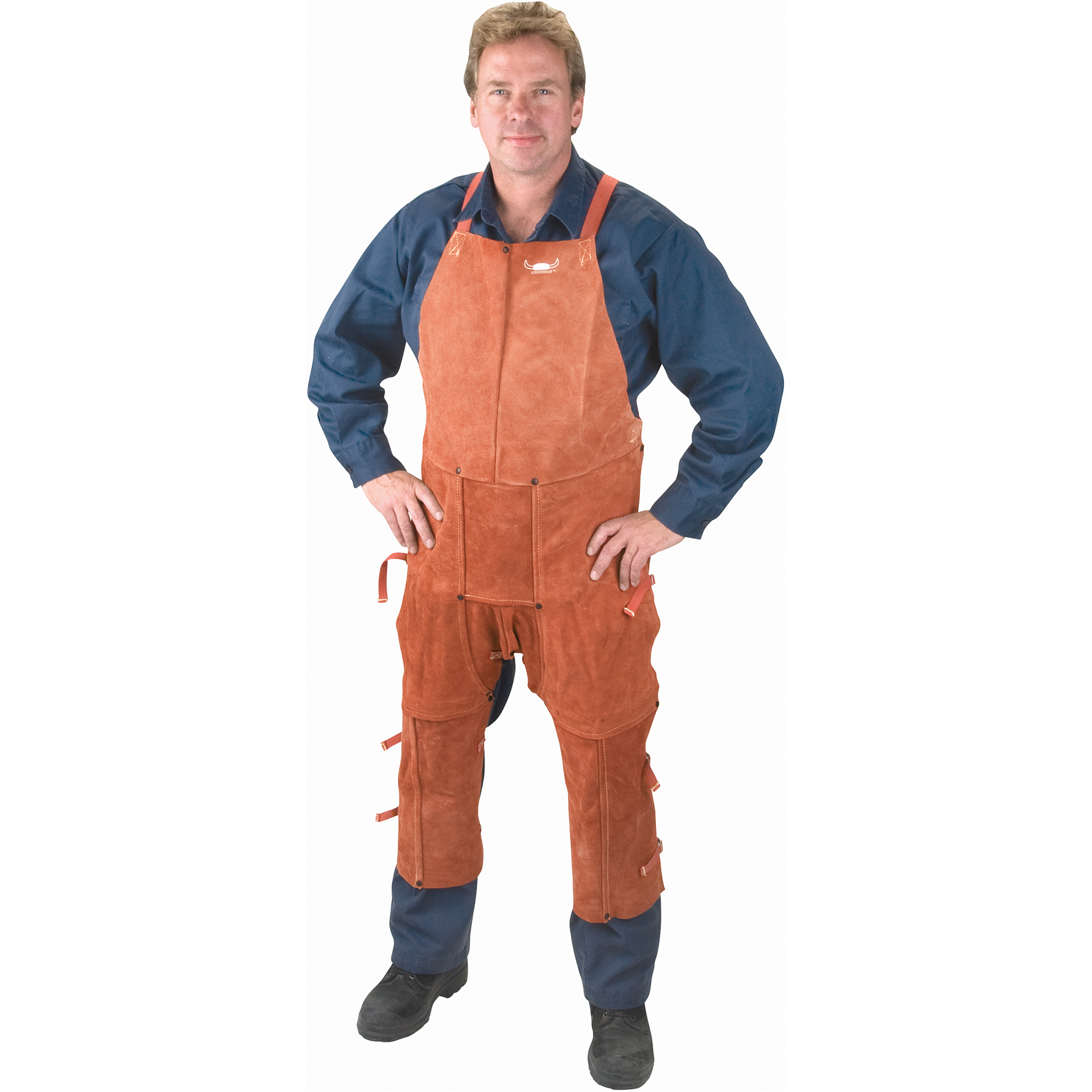 Tablier et jambières en cuir, Salopette à jambes fendues, 42" lo, Lava BrownMC