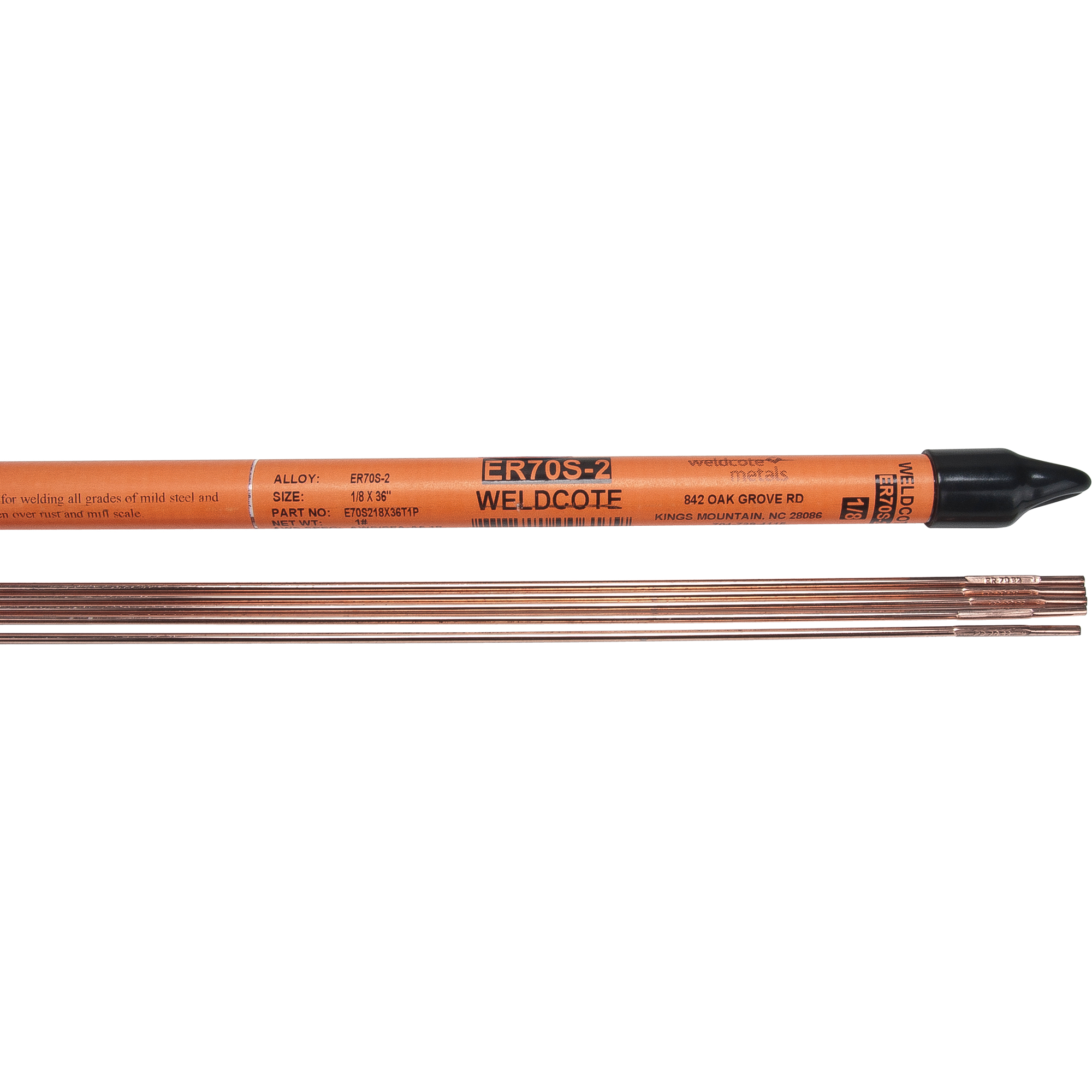 Baguettes pour soudage TIG en longueurs de 36", 1/16", Acier désoxydé triple