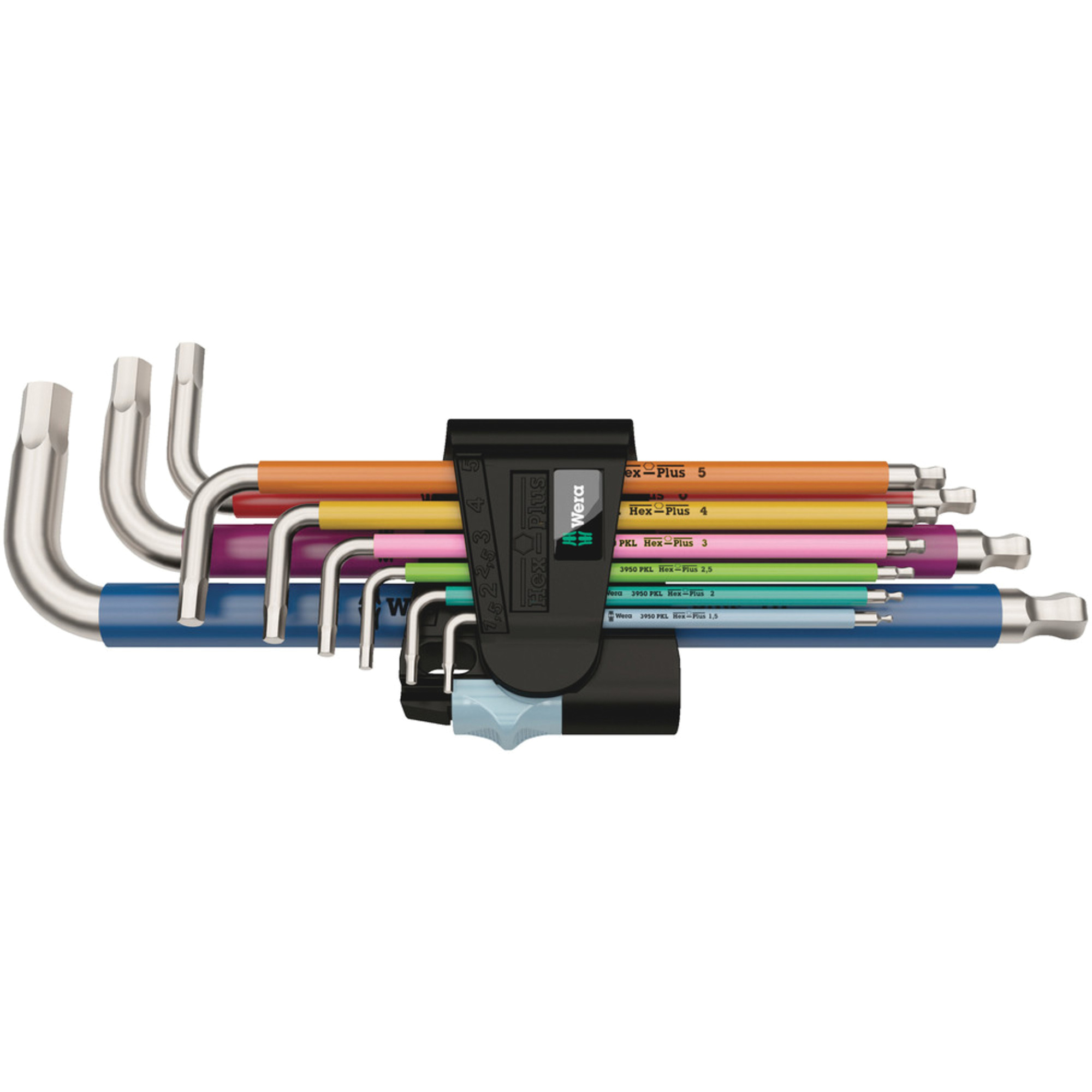 Jeu de clés mâles 3950/9 Hex-Plus multicolores, 9 mcx, Métrique