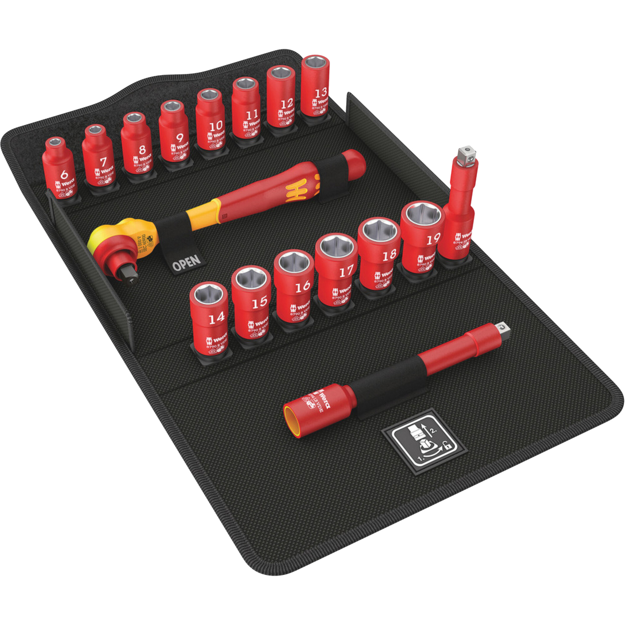 Jeu de cliquets isolants Zyklop 8100 SB VDE 1, 7 Mcx, Prise de 3/8"