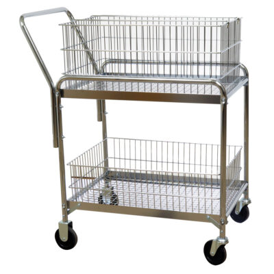 Chariot de bureau en treillis métallique pour le courrier, 200 lb Capacité, Chrome, 20" p x 33" la x 37-1/2" h, Chromé
