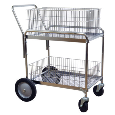 Chariot de bureau en treillis métallique pour le courrier, 200 lb Capacité, Chrome, 23-3/4" p x 33-1/2" la x 38-1/4" h, Chromé