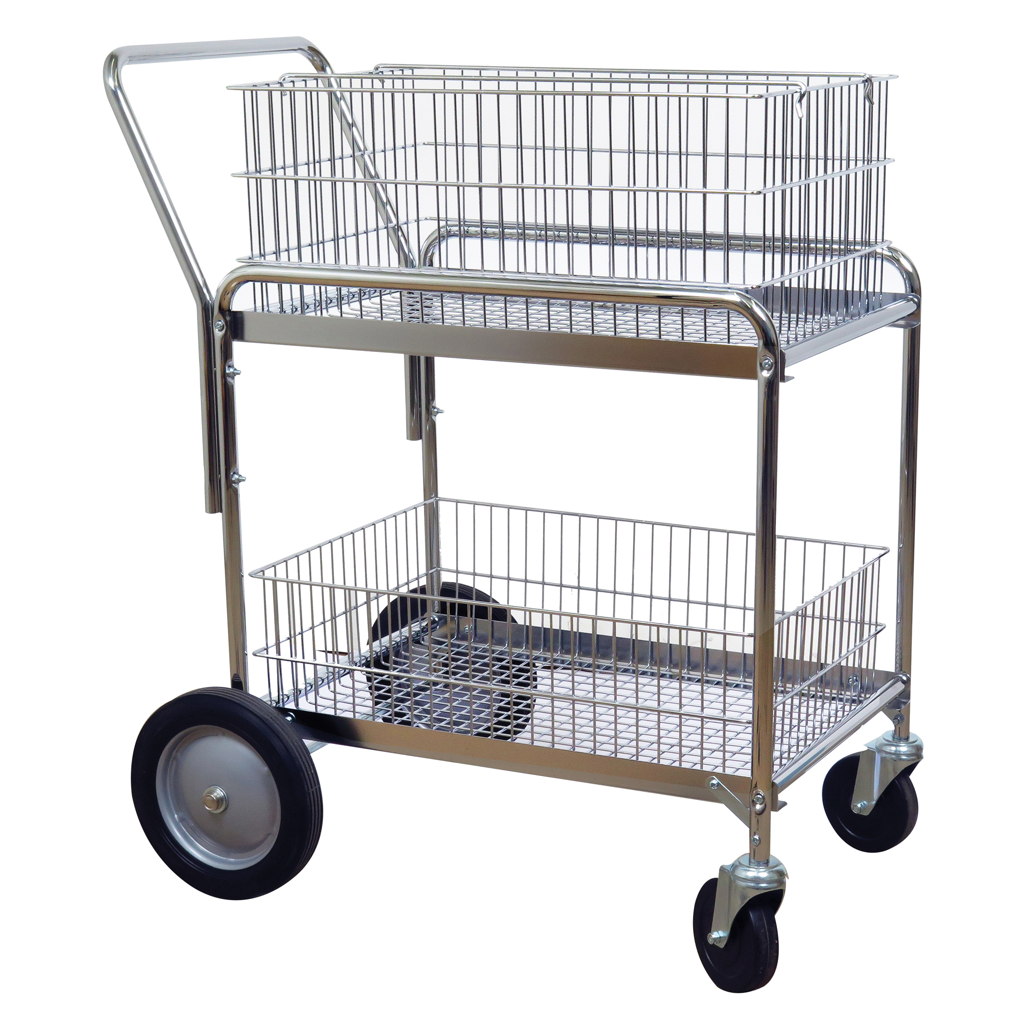 Chariot de bureau en treillis métallique pour le courrier, 200 lb Capacité, Chrome, 23-3/4" p x 33-1/2" la x 38-1/4" h, Chromé