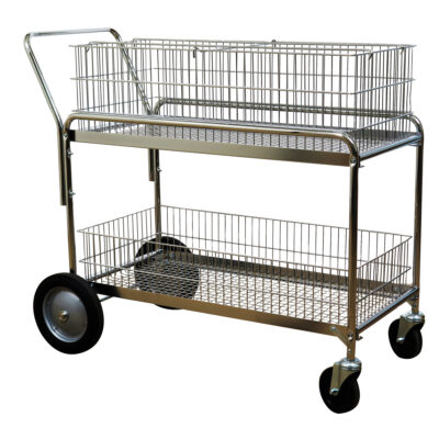 Chariot de bureau en treillis métallique pour le courrier, 250 lb Capacité, Chrome, 23-3/4" p x 43" la x 38-1/2" h, Chromé