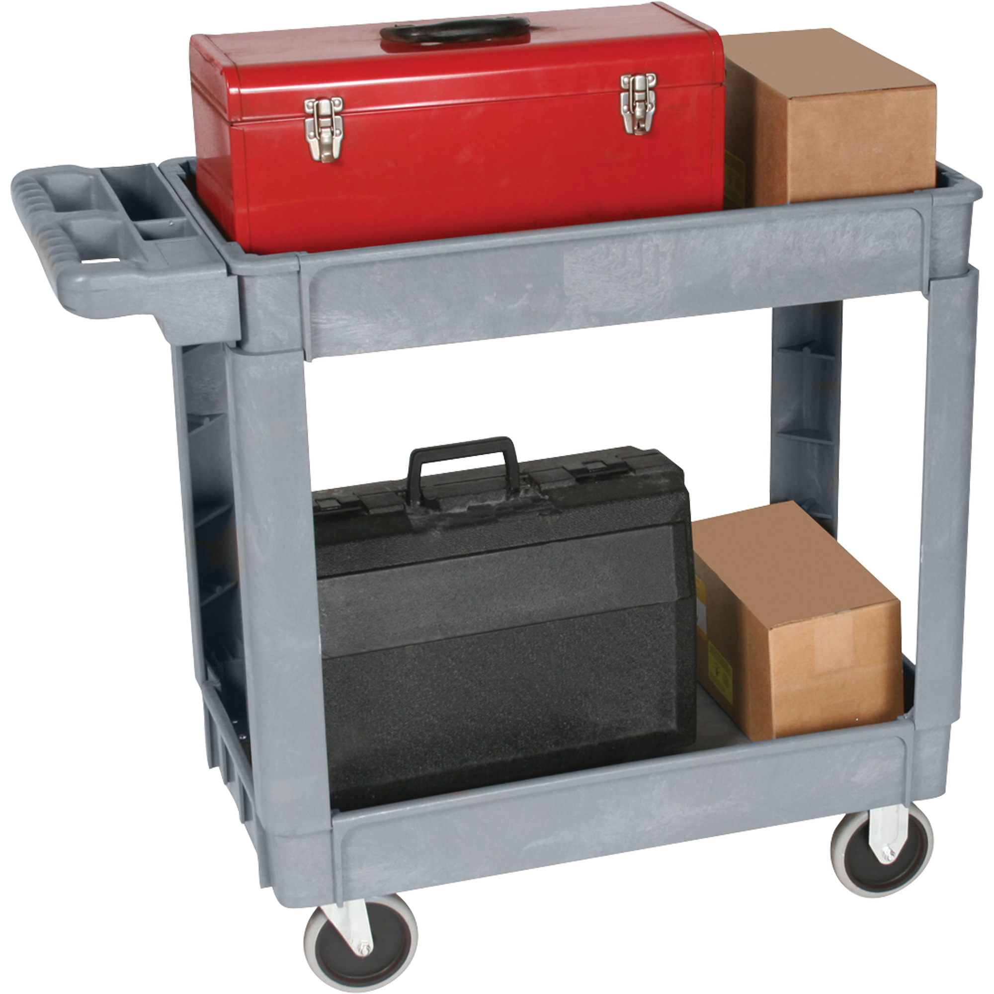 Chariot utilitaire de luxe, 2 tiers, 25" x 35-1/2" x 43,5"/43-1/2", Capacité 550 lb