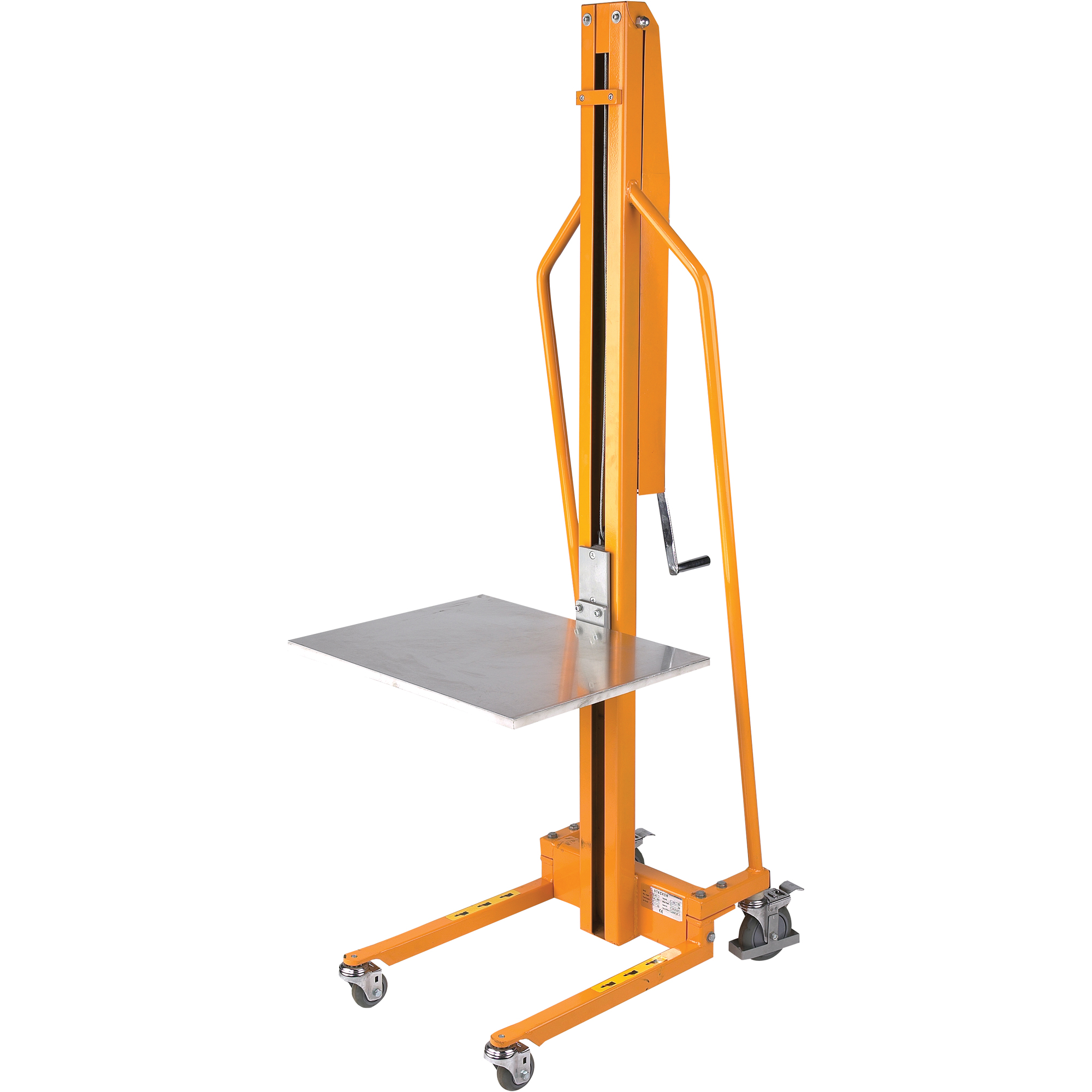Empileur à plateforme, Mécanisme Treuil manuel, Capacité de 220 lb, Levage max de 58-1/2"