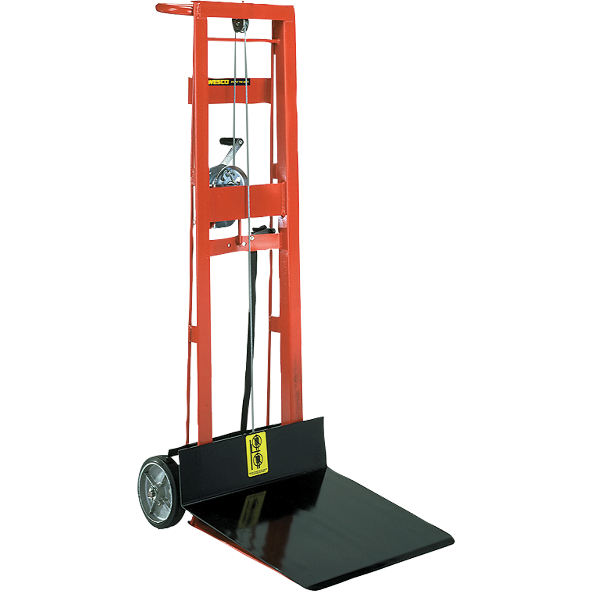 Empileur à plateforme, Mécanisme Treuil manuel, Capacité de 750 lb, Levage max de 40"