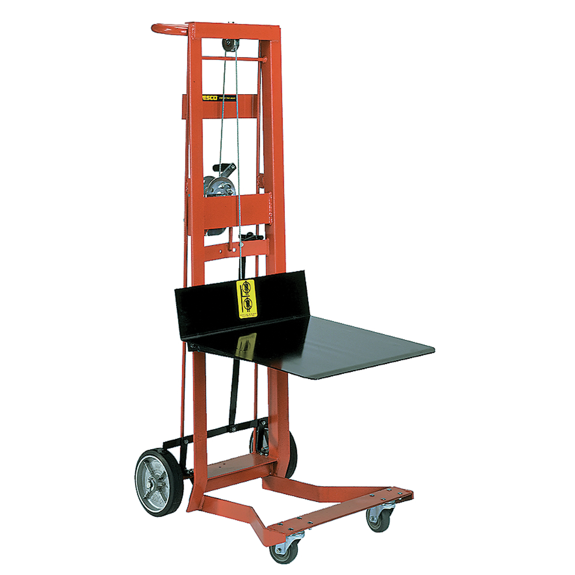 Empileur à plateforme, Mécanisme Treuil manuel, Capacité de 750 lb, Levage max de 40"