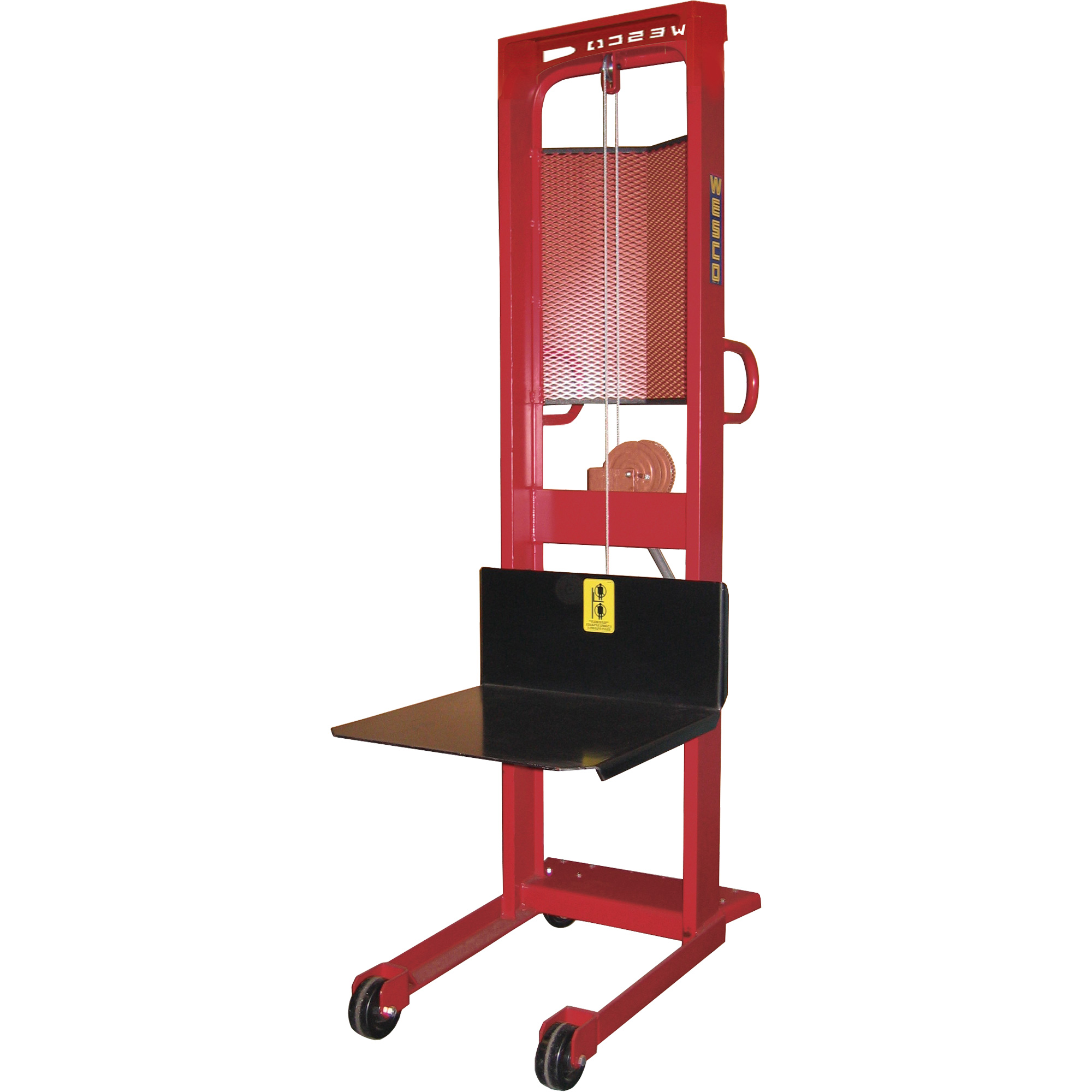 Gerbeur à treuil, Mécanisme Treuil manuel, Capacité de 1000 lb, Levage max de 70"