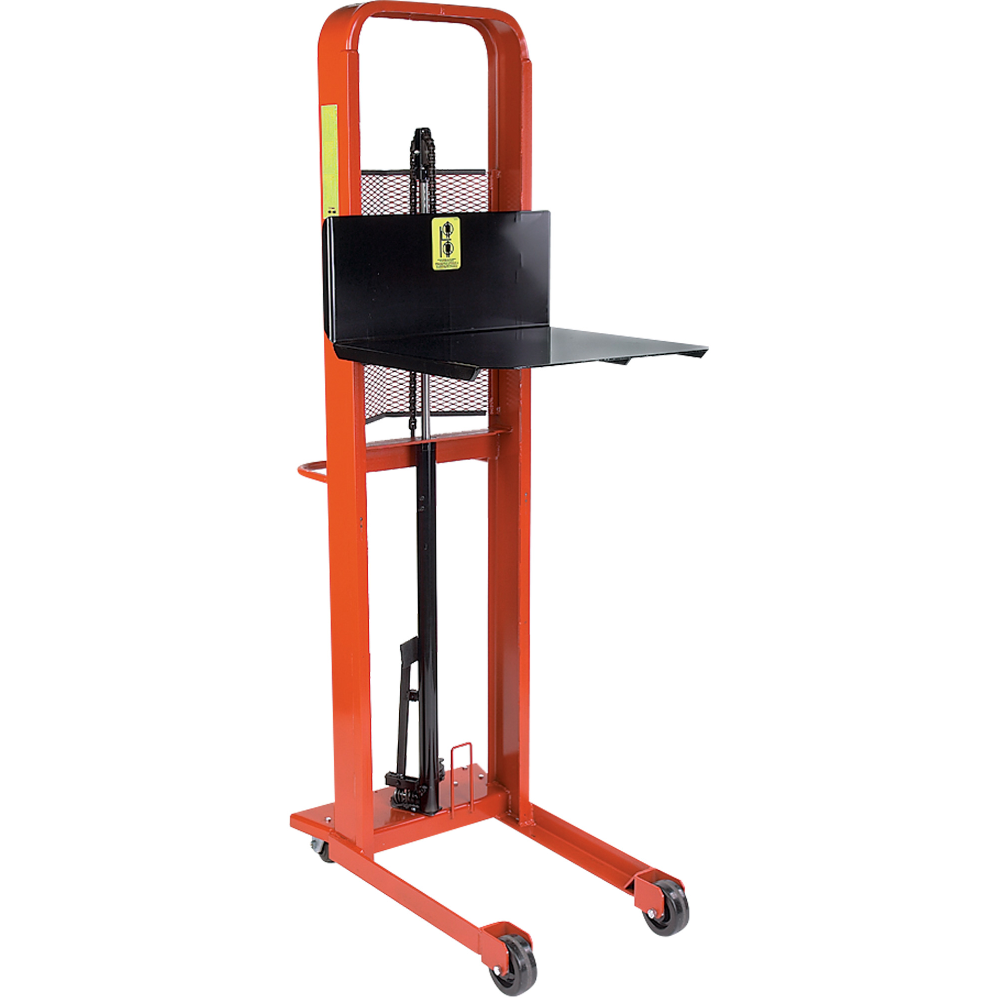 Gerbeur hydraulique à plateforme, Mécanisme Pompe au pied, Capacité de 1000 lb, Levage max de 80"