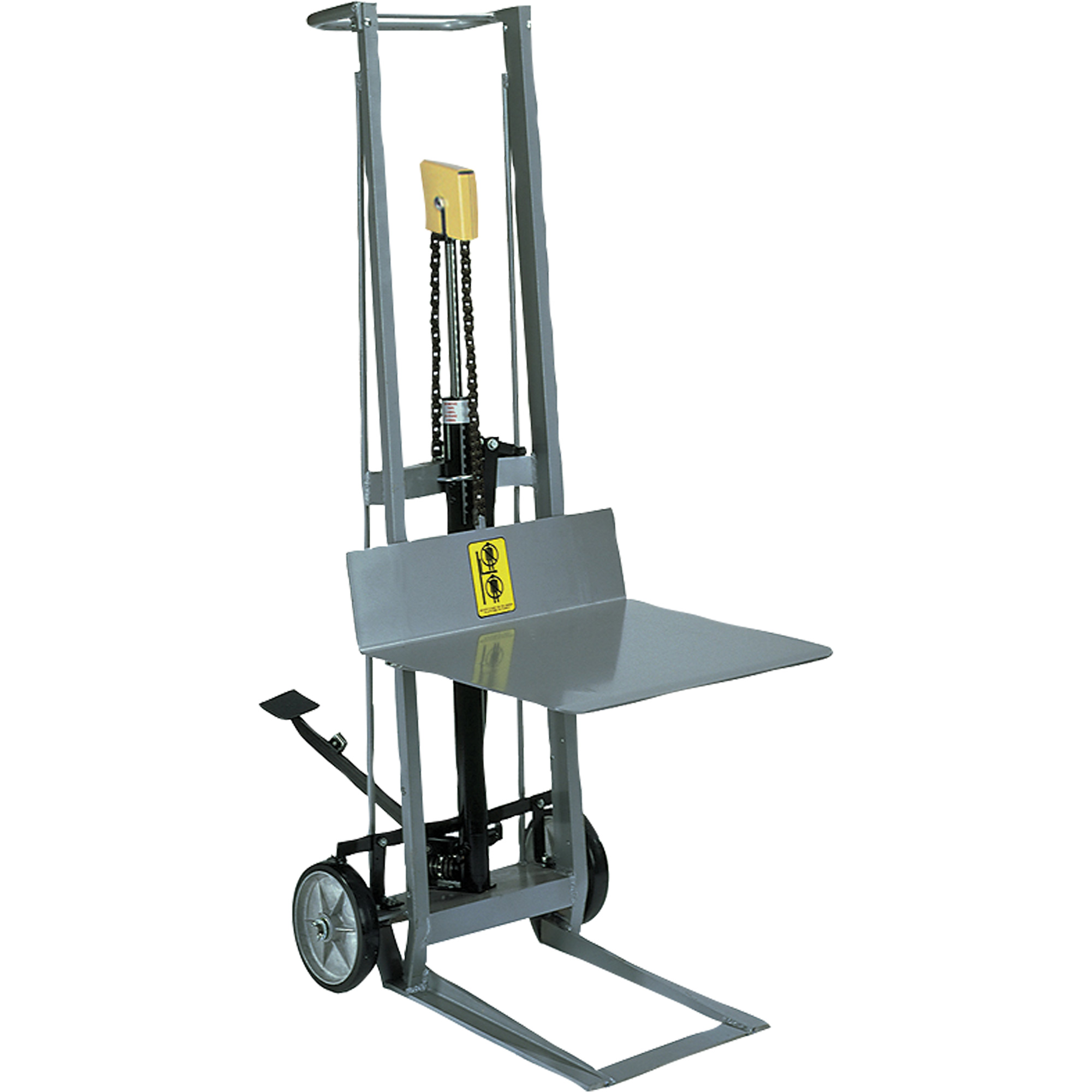 Gerbeur hydraulique à plateforme, Mécanisme Pompe au pied, Capacité de 400 lb, Levage max de 40"