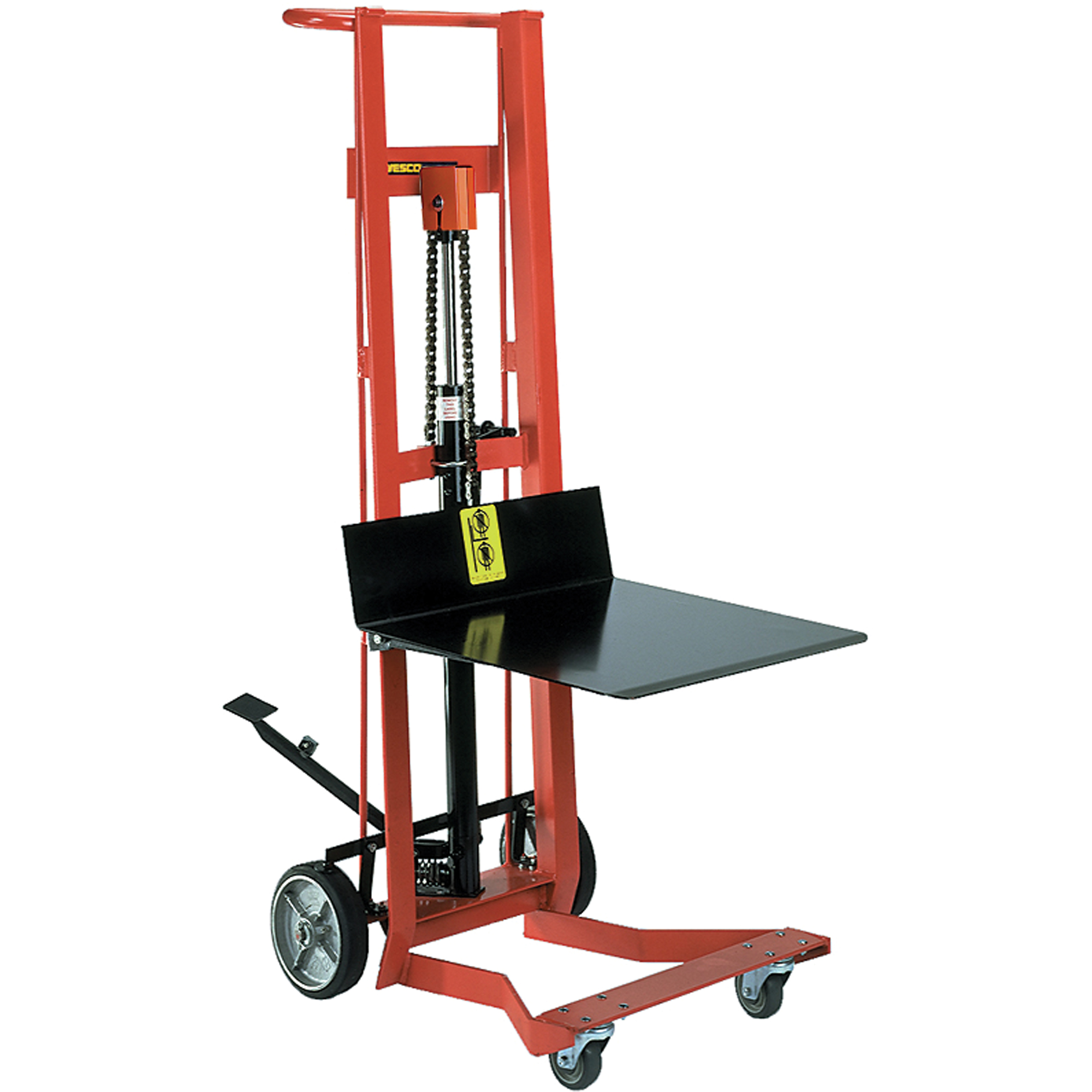 Gerbeur hydraulique à plateforme, Mécanisme Pompe au pied, Capacité de 750 lb, Levage max de 54"
