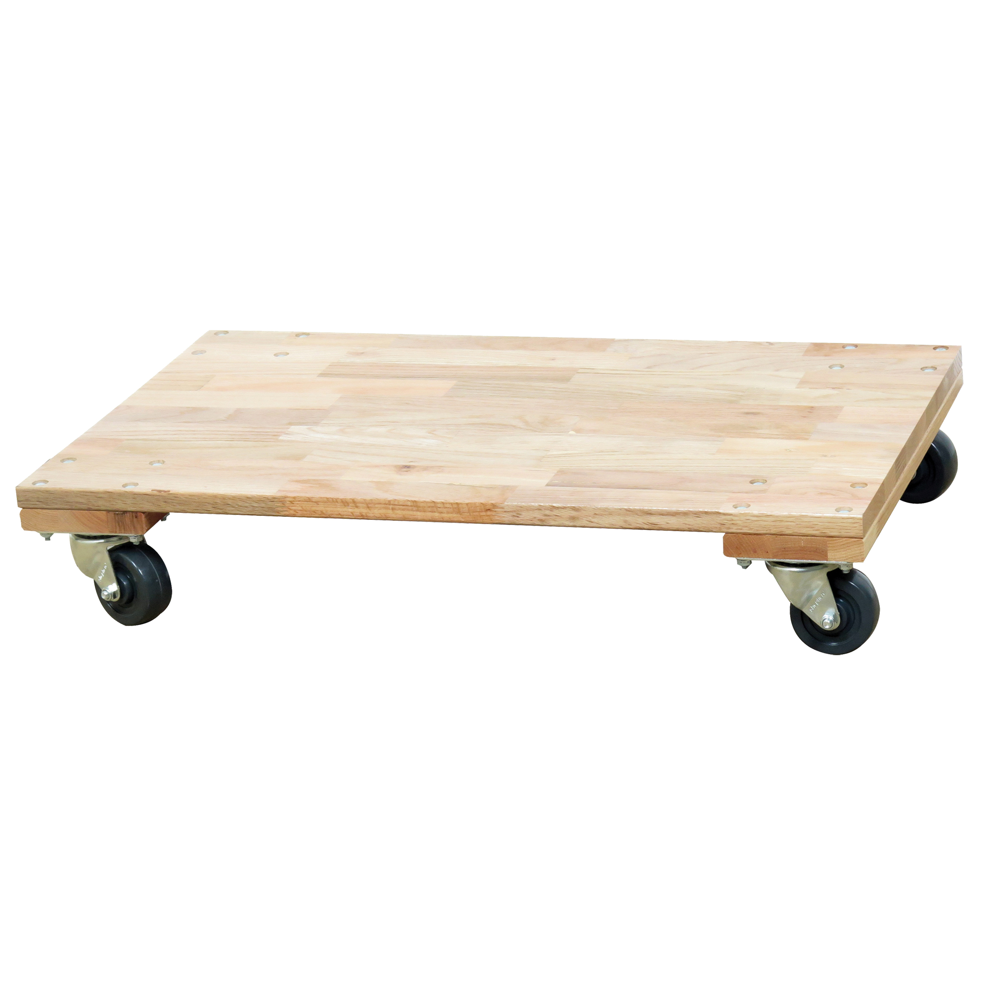 Socle roulant à plateforme en bois solide, Roues en Caoutchouc, Capacité de 900 lb, 18" la x 30" p x 6" h