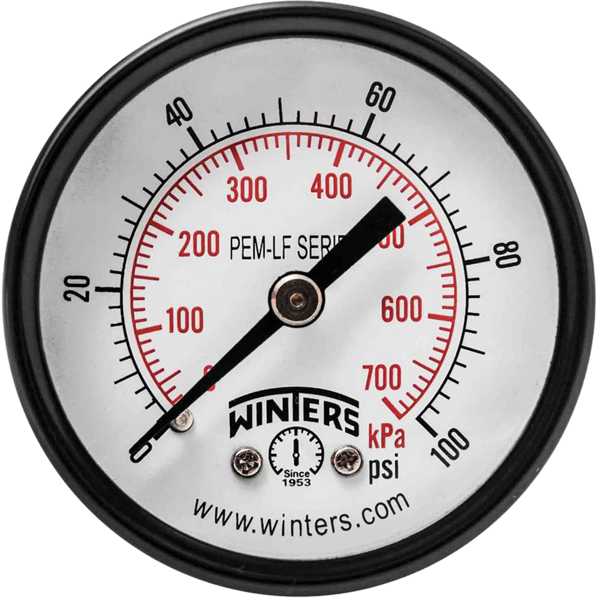 Manomètre économique, 2", 0 - 100 psi, Fixation arrière, Analogique