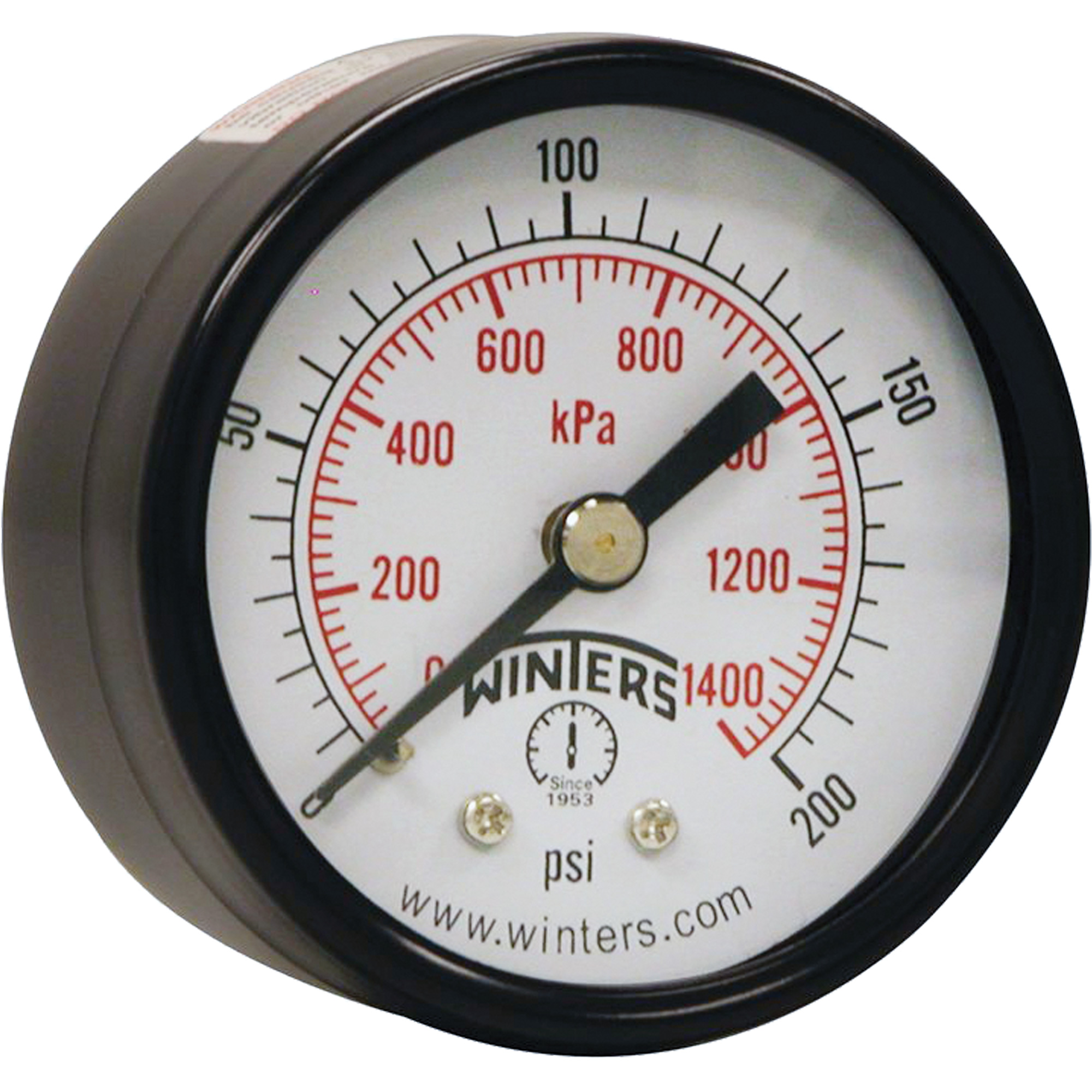 Manomètre économique, 2", 0 - 200 psi, Fixation arrière, Analogique