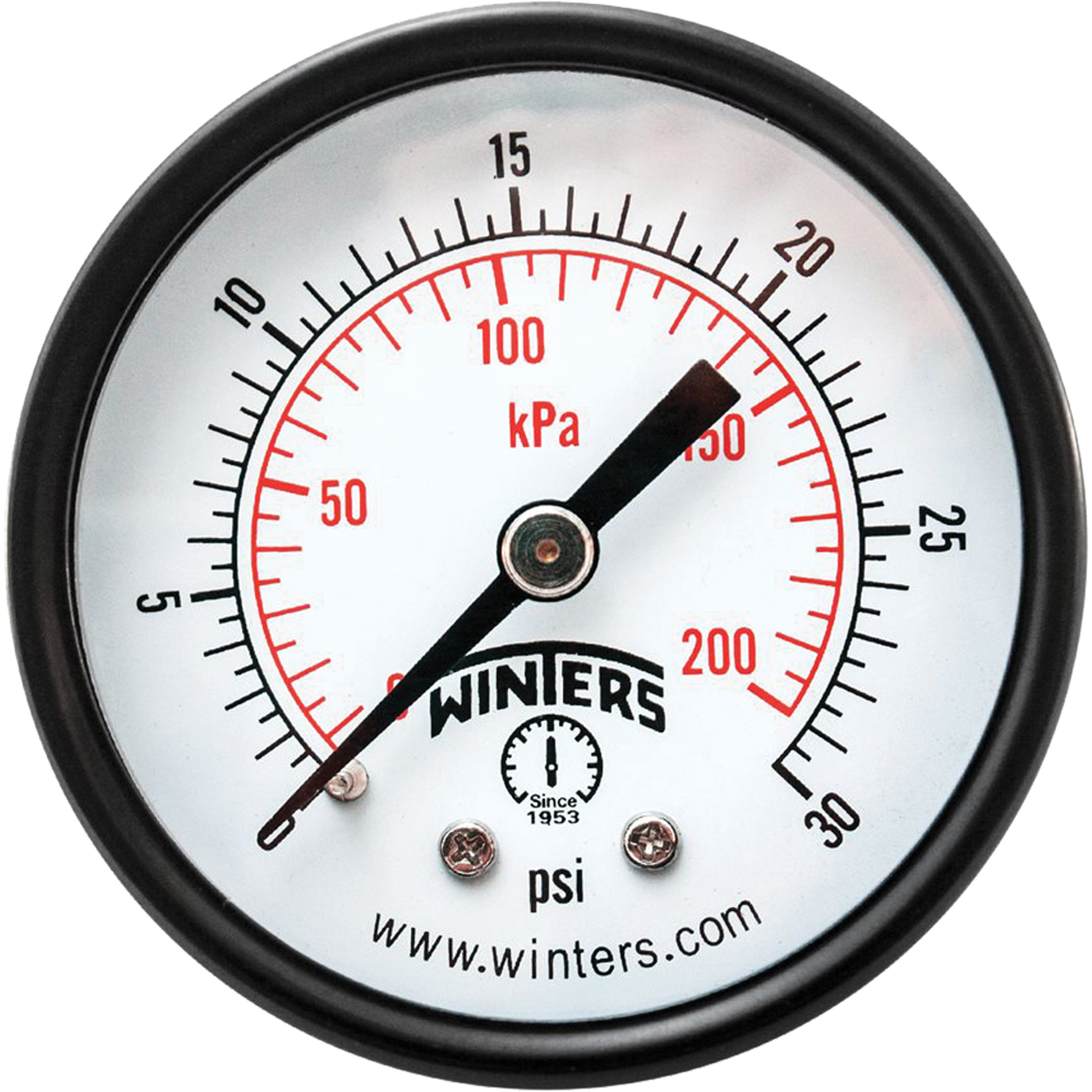 Manomètre économique, 2", 0 - 30 psi, Fixation arrière, Analogique