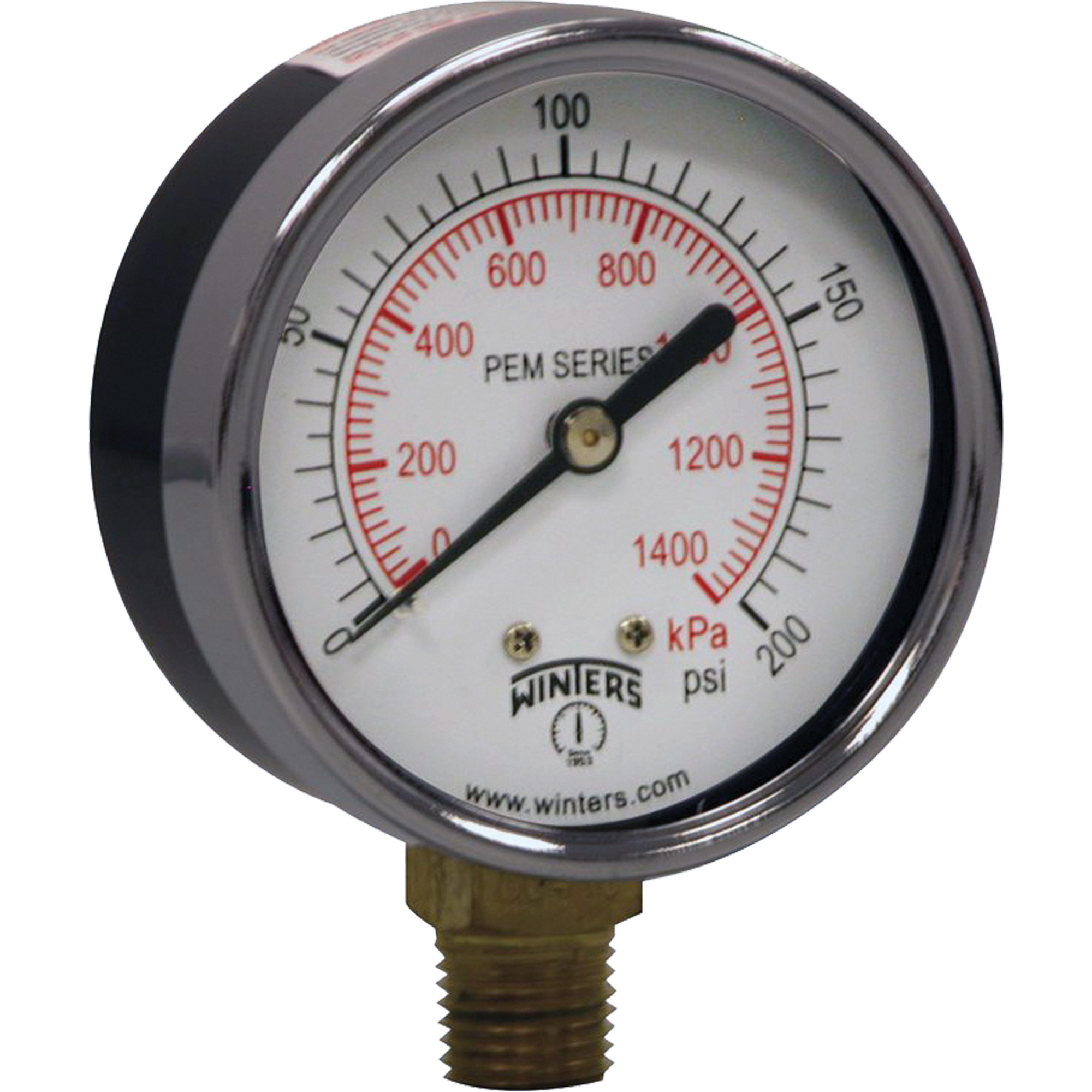 Manomètre économique, 2-1/2", 0 - 200 psi, Fixation inférieure, Analogique