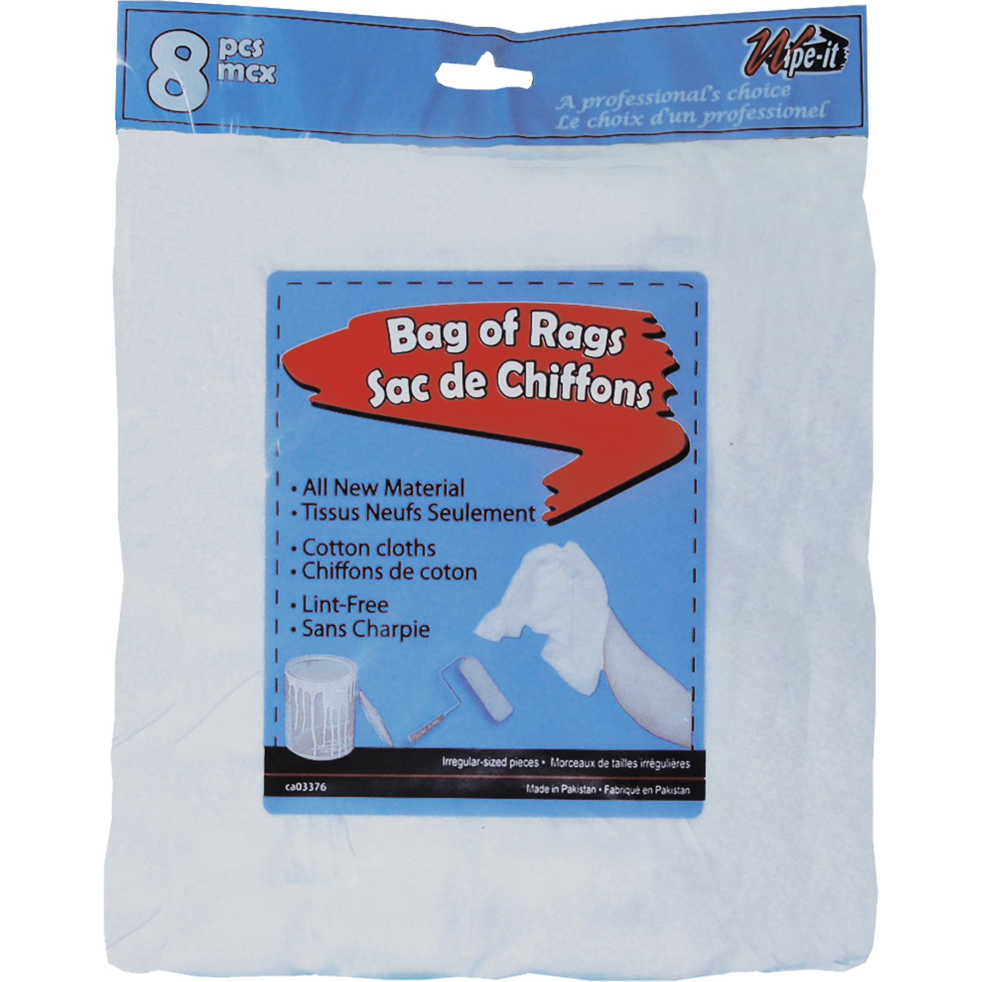 Chiffons de nettoyage, Coton, Blanc, 1 lb