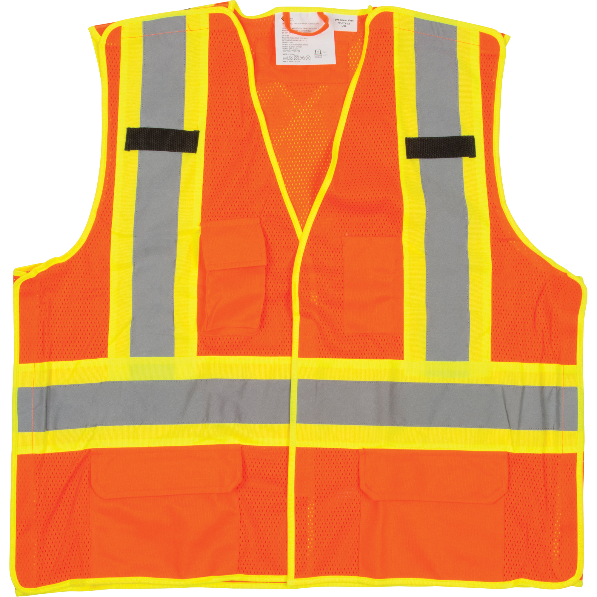 Veste de sécurité détachable en cinq points de première qualité, Orange haute visibilité, Grand/T-Grand, Polyester