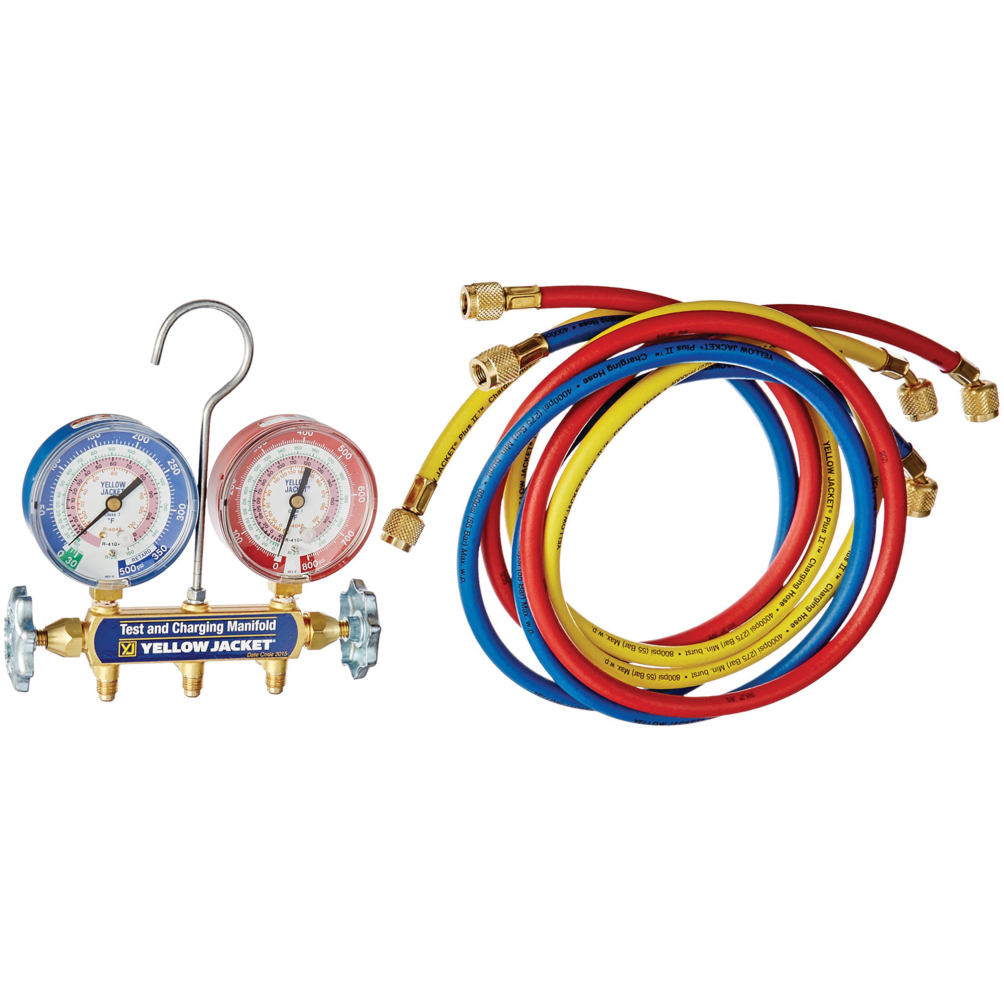 Ensemble de manomètres à deux vannes pour R-22/404A/410A, 3-1/8", 500 - 800 psi, Fixation inférieure, Analogique