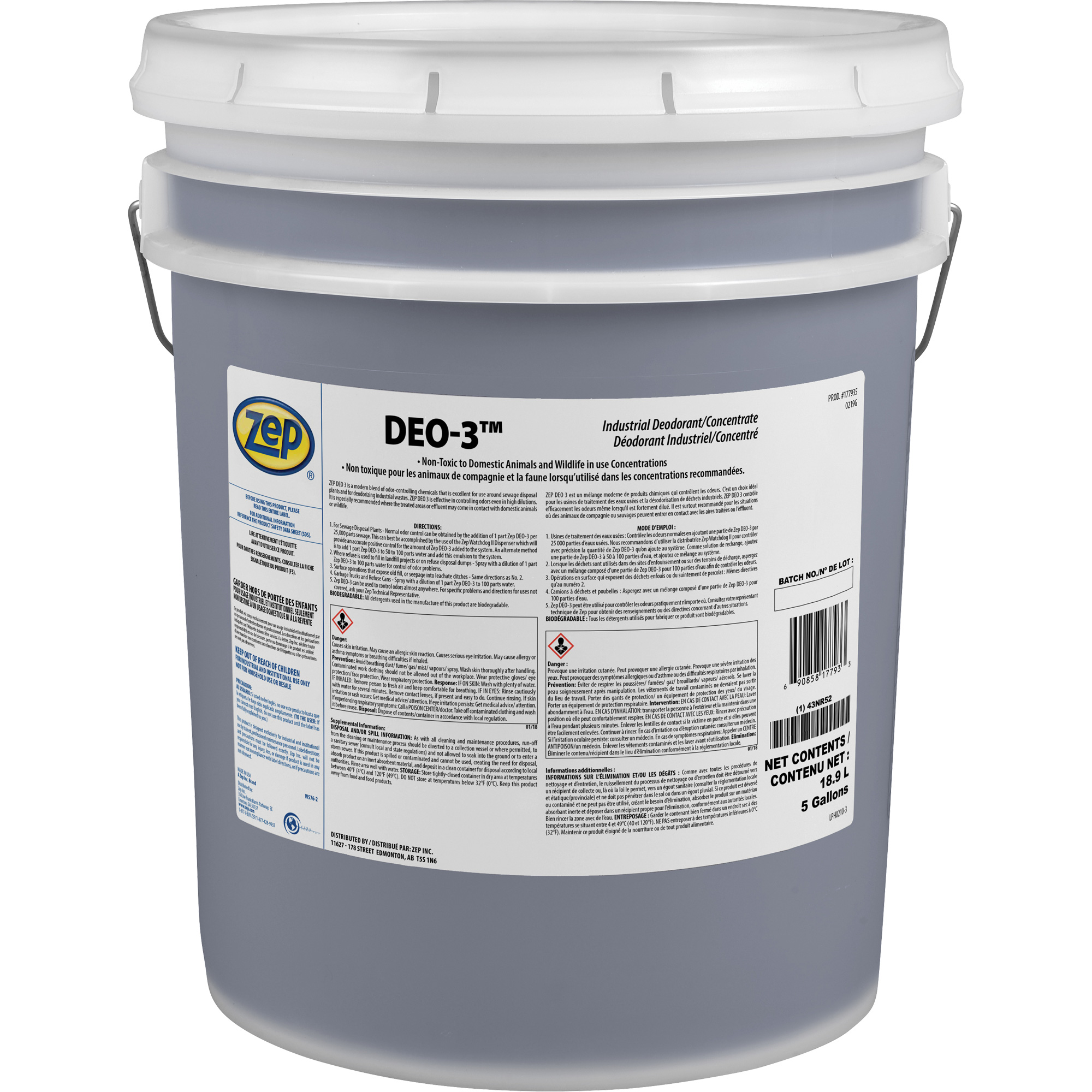 Désodorisant industriel Deo-3MC, 5 gal., Seau