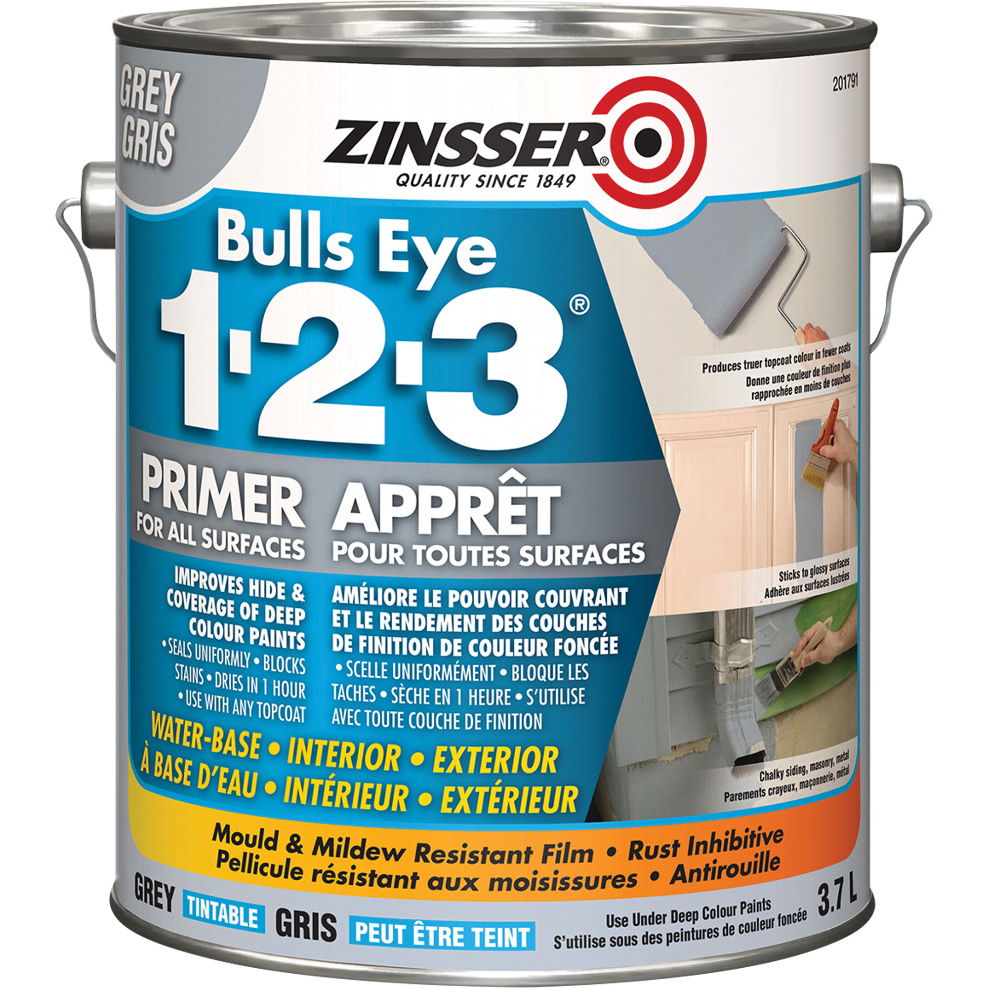 Apprêt à base d'eau Bulls Eye 1-2-3MD, 3,78 L, Gallon, Gris