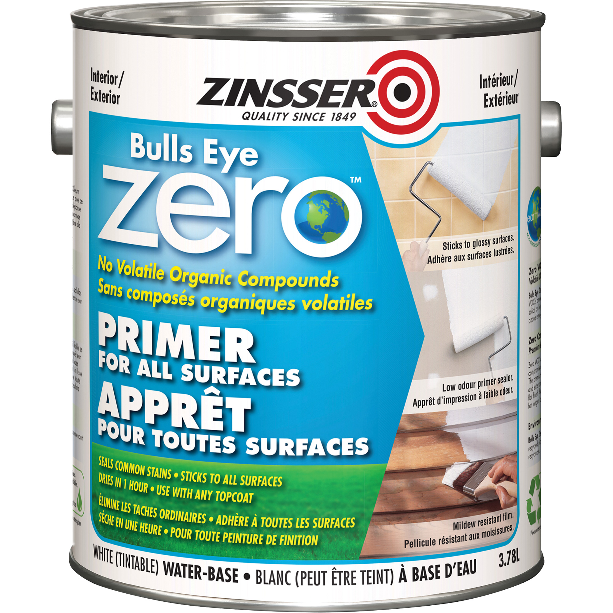 Apprêt à faible teneur en COV Bulls Eye ZeroMC, 3,78 L, Gallon, Blanc teintable