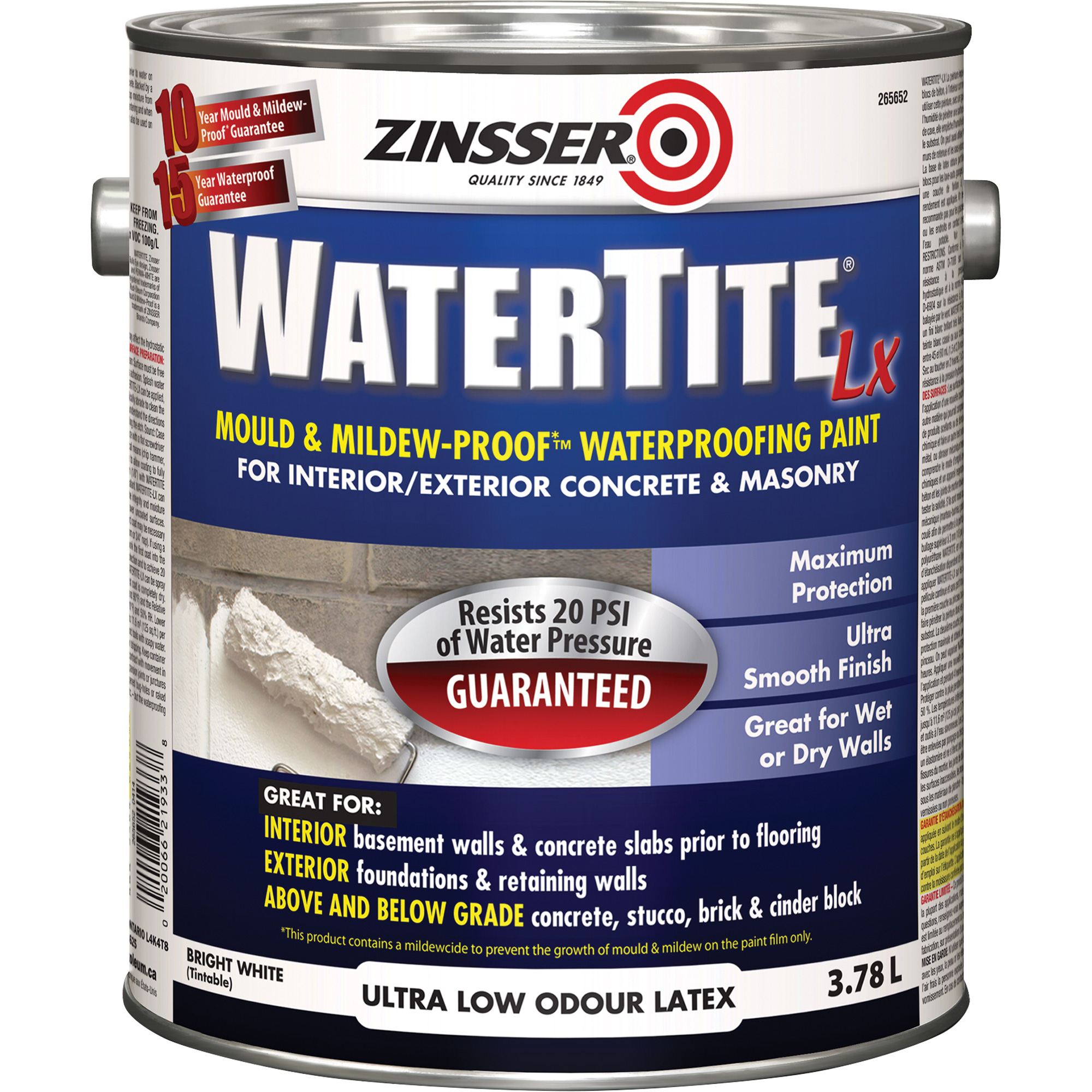 Peinture à l'épreuve de l'eau Mold & Mildew-ProofMC WatertiteMD LX, 3,78 L, Gallon, Blanc