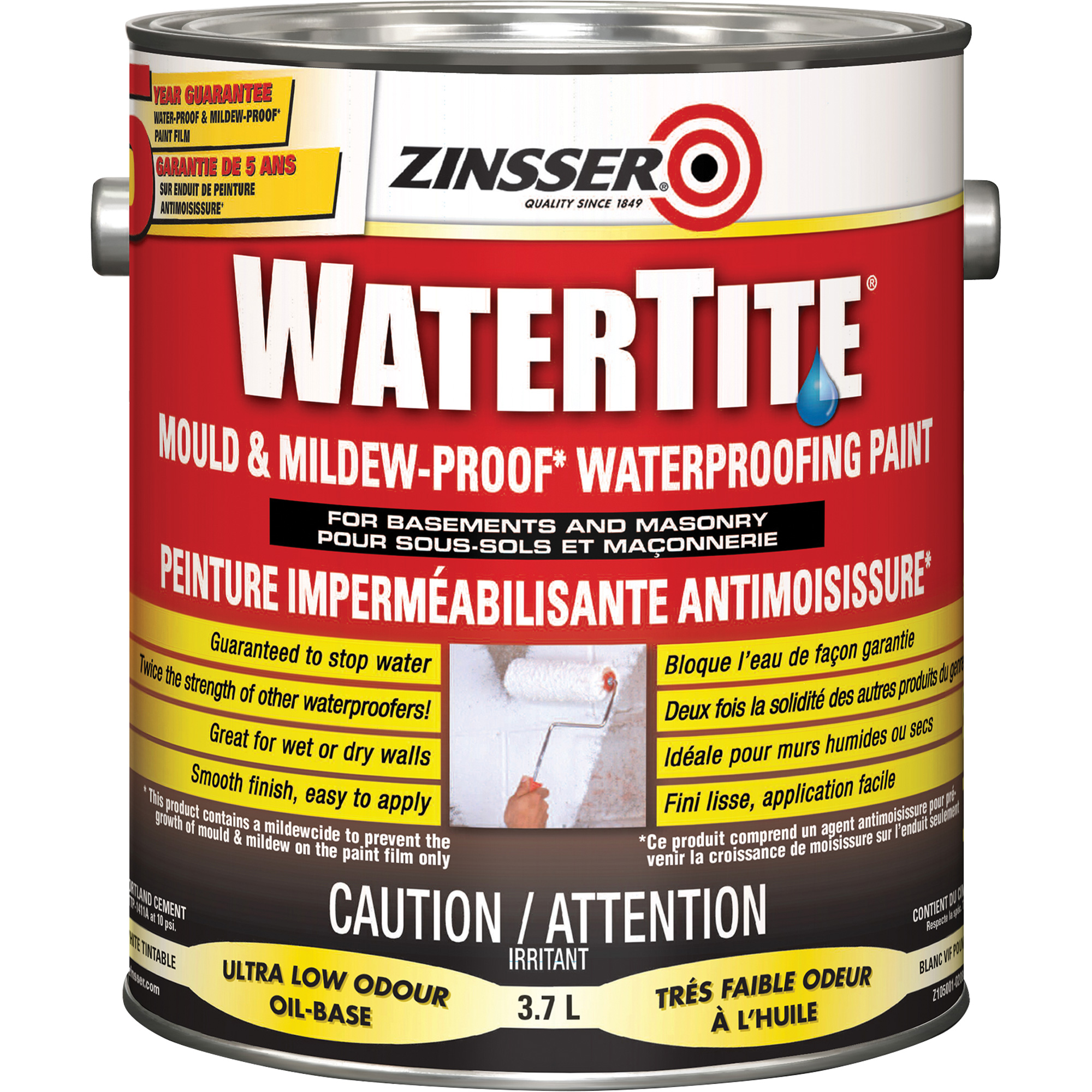 Peinture à l'épreuve de l'eau WatertiteMD Mold & Mildew-ProofMC, Blanc, Satiné, 3,78 L, Gallon