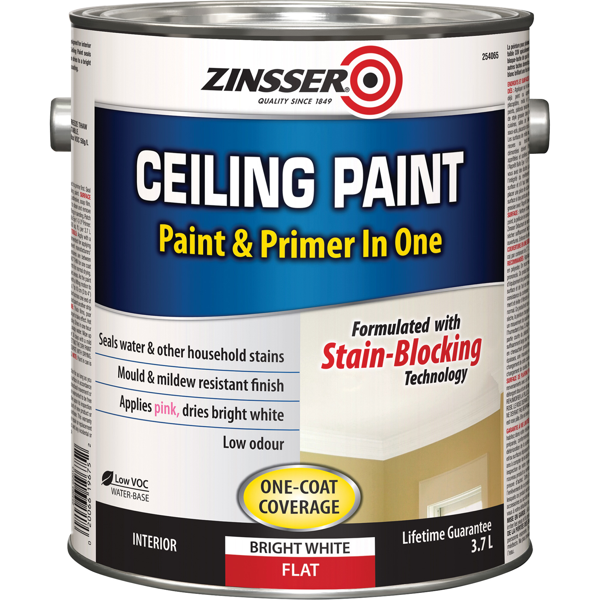 Peinture et apprêt pour plafond en un seul produit, Blanc, Très mat, 3,78 L, Gallon