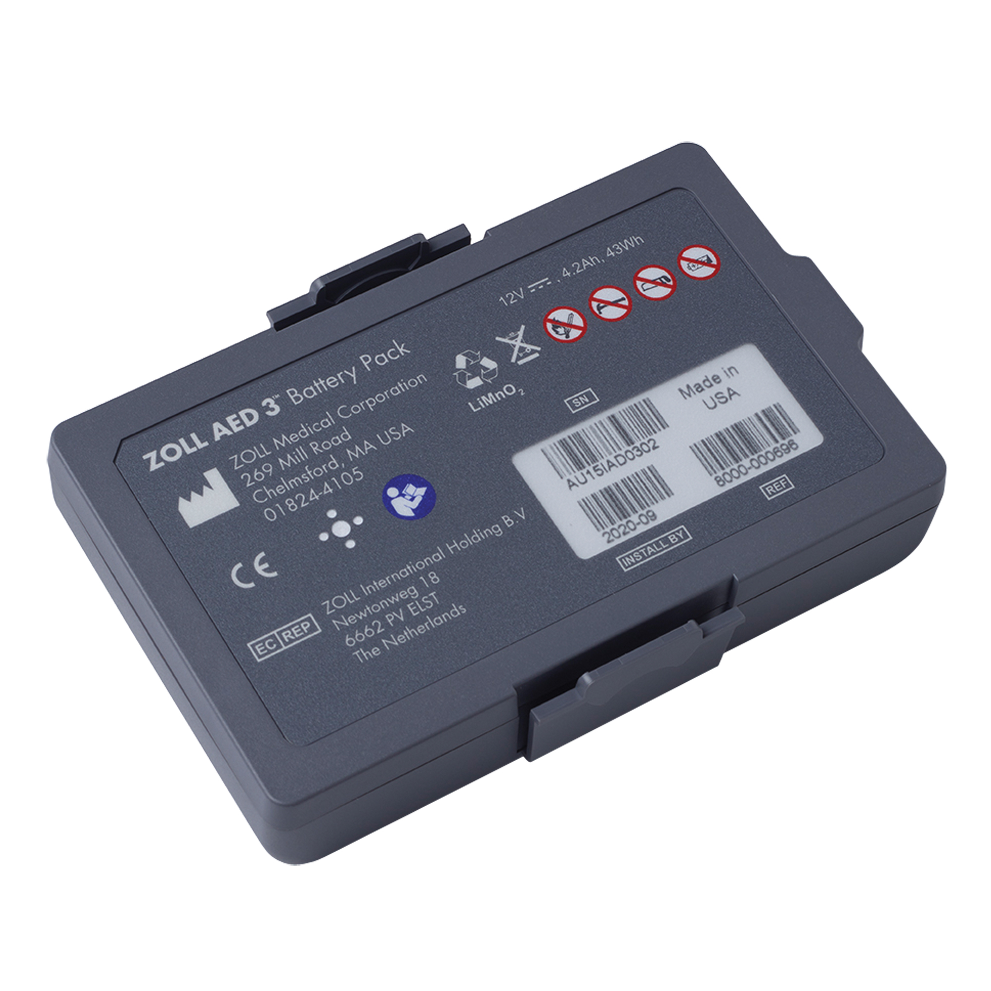 Bloc-pile de rechange pour DEA, Zoll AED 3MC Pour, Classe 4