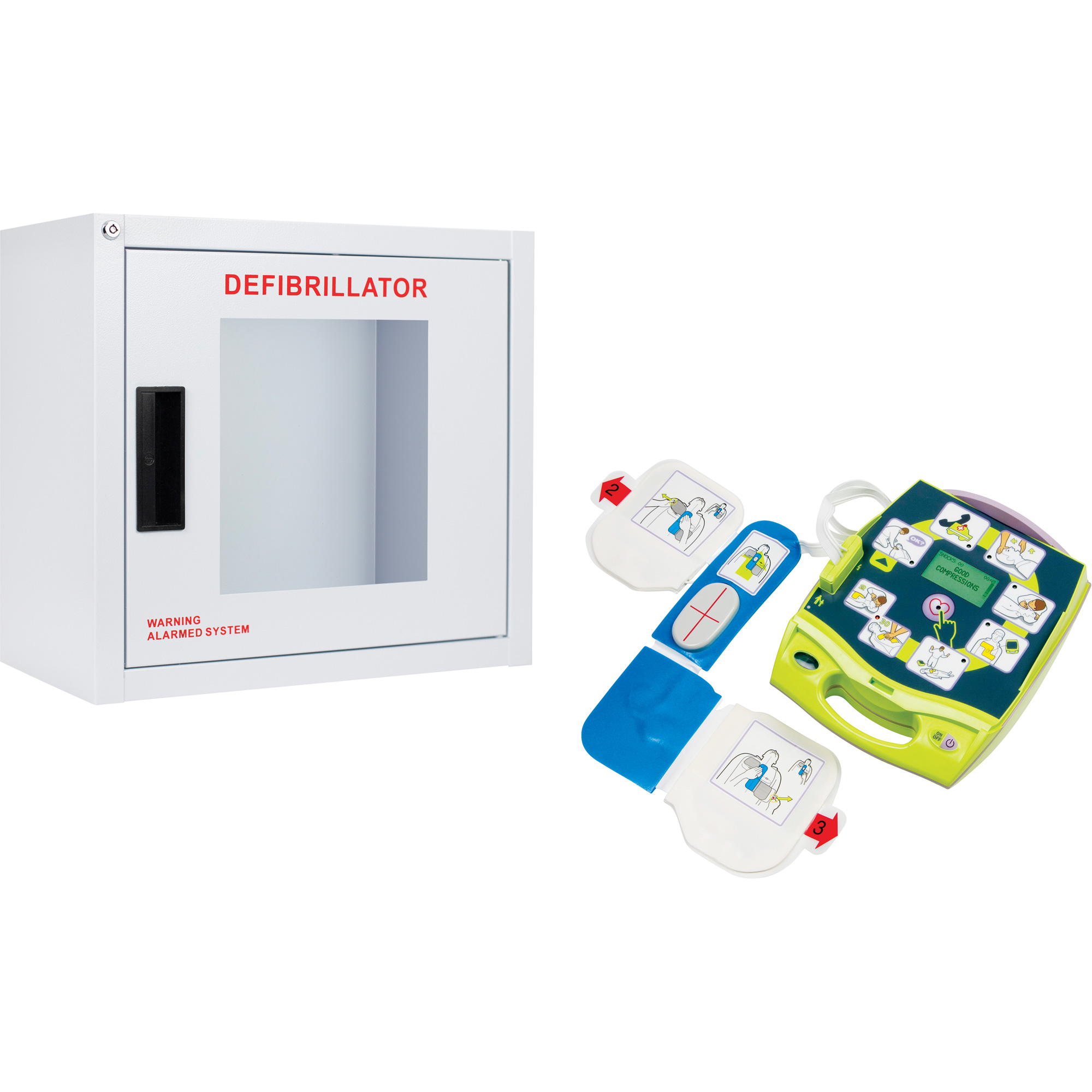 Ensemble armoire murale et défibrillateur AED PlusMD, Semi-automatique, Français, Classe 4